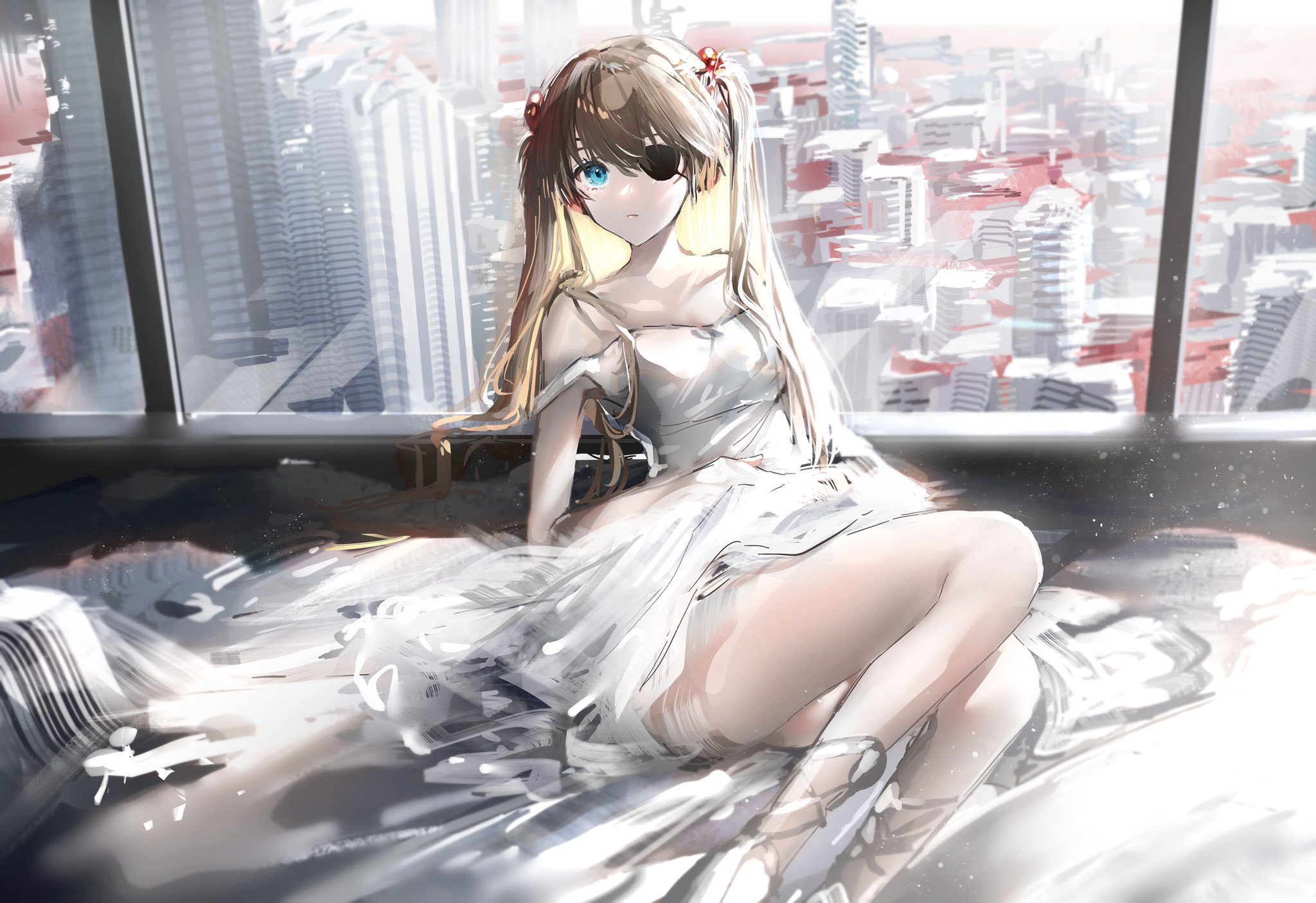 Asuka Langley Soryu from Neon Genesis Evangelion in a white dress HD Wallpaper