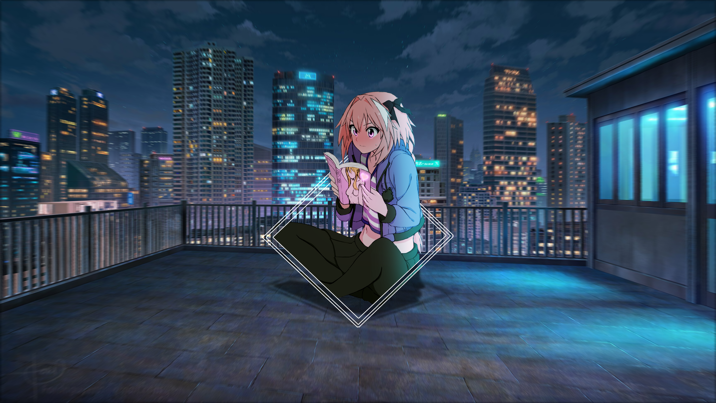 Astolfo from Fate/Apocrypha reading a book on a rooftop HD Wallpaper