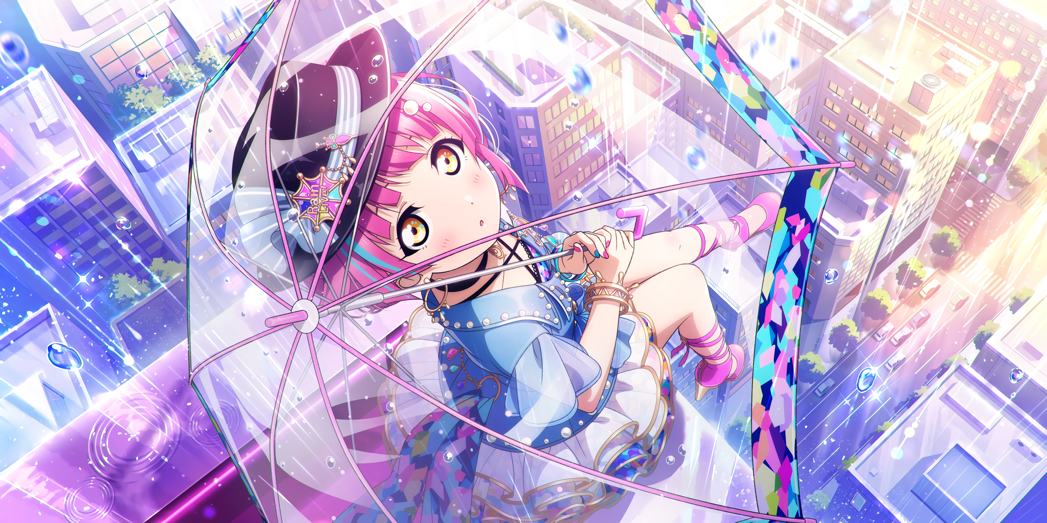 Rina Tennoji from Love Live! under a transparent umbrella HD Wallpaper