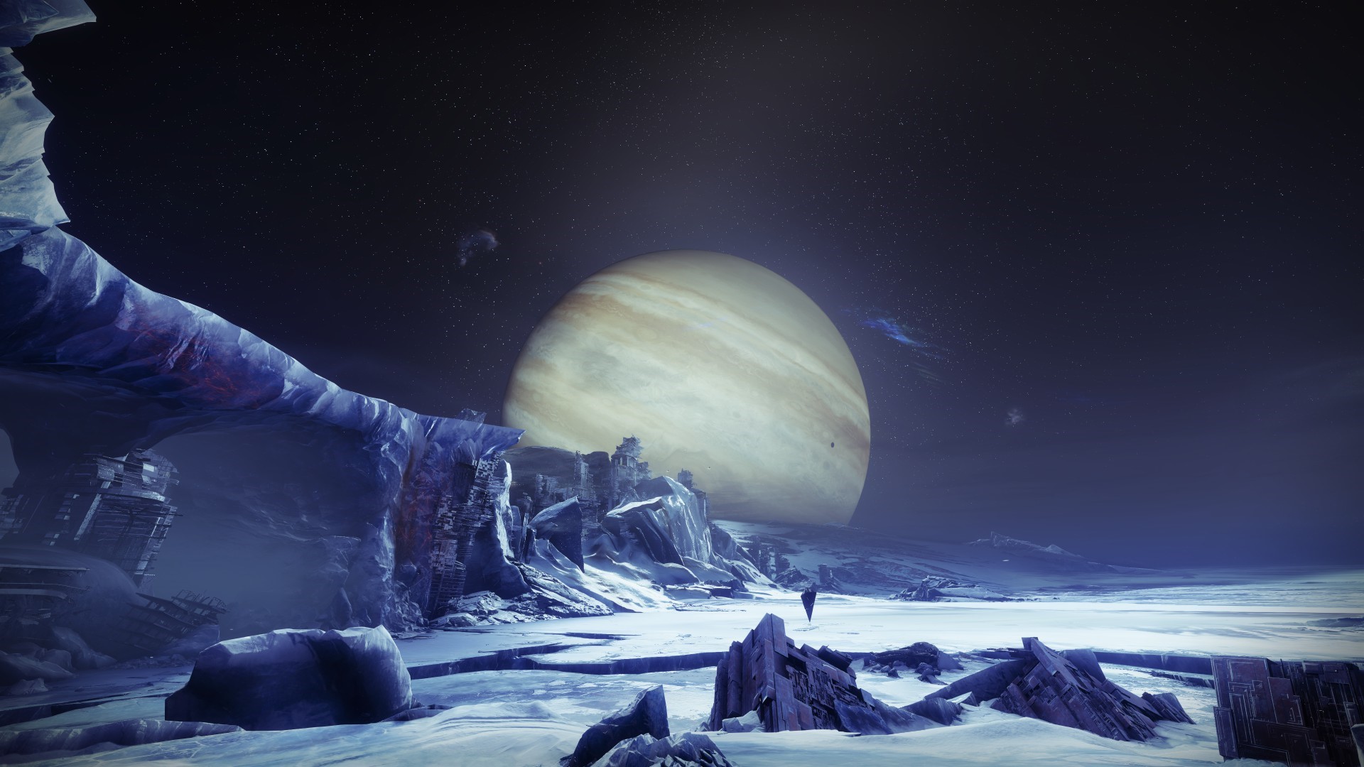 Destiny 2 Beyond Light Ice Planet with Jupiter HD Wallpaper