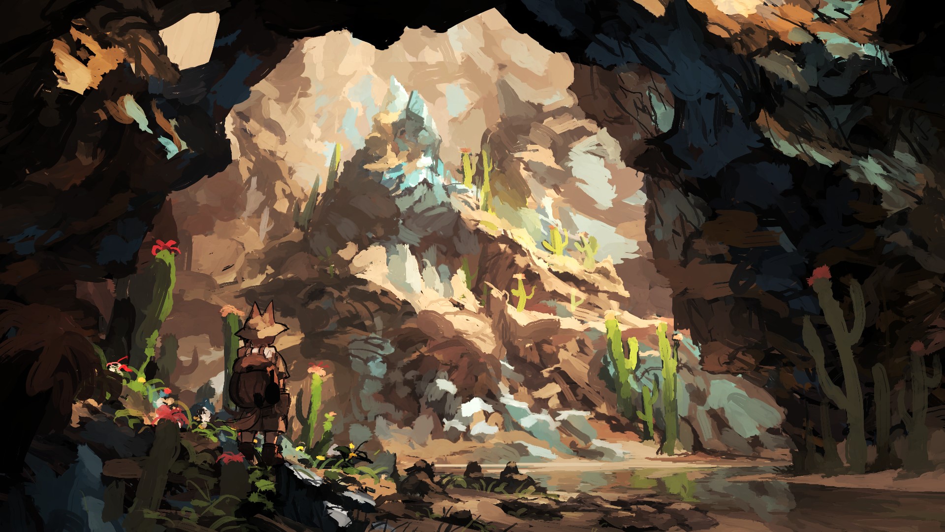 Jean Popo in a fantasy cave landscape HD Wallpaper