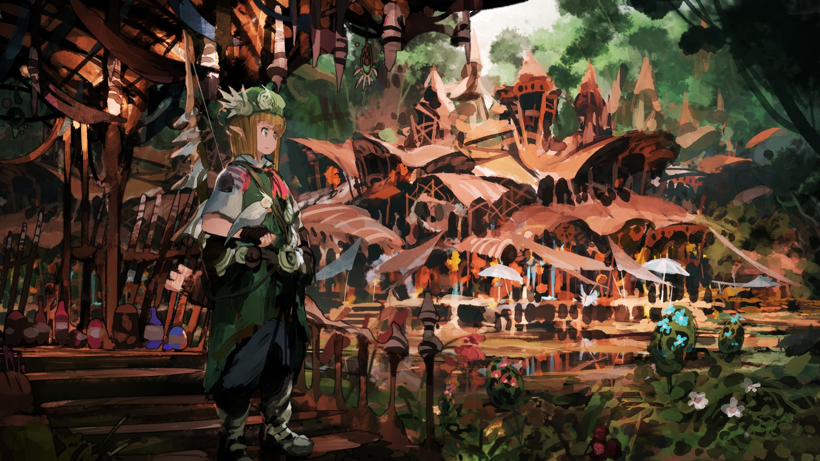 Jean Popo in a fantasy market HD Wallpaper