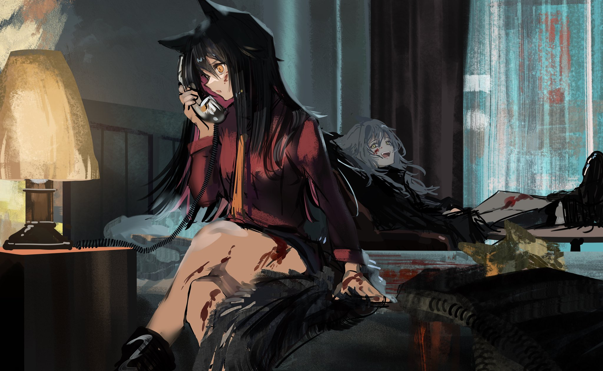 Texas and Lappland from Arknights with Blood HD Wallpaper