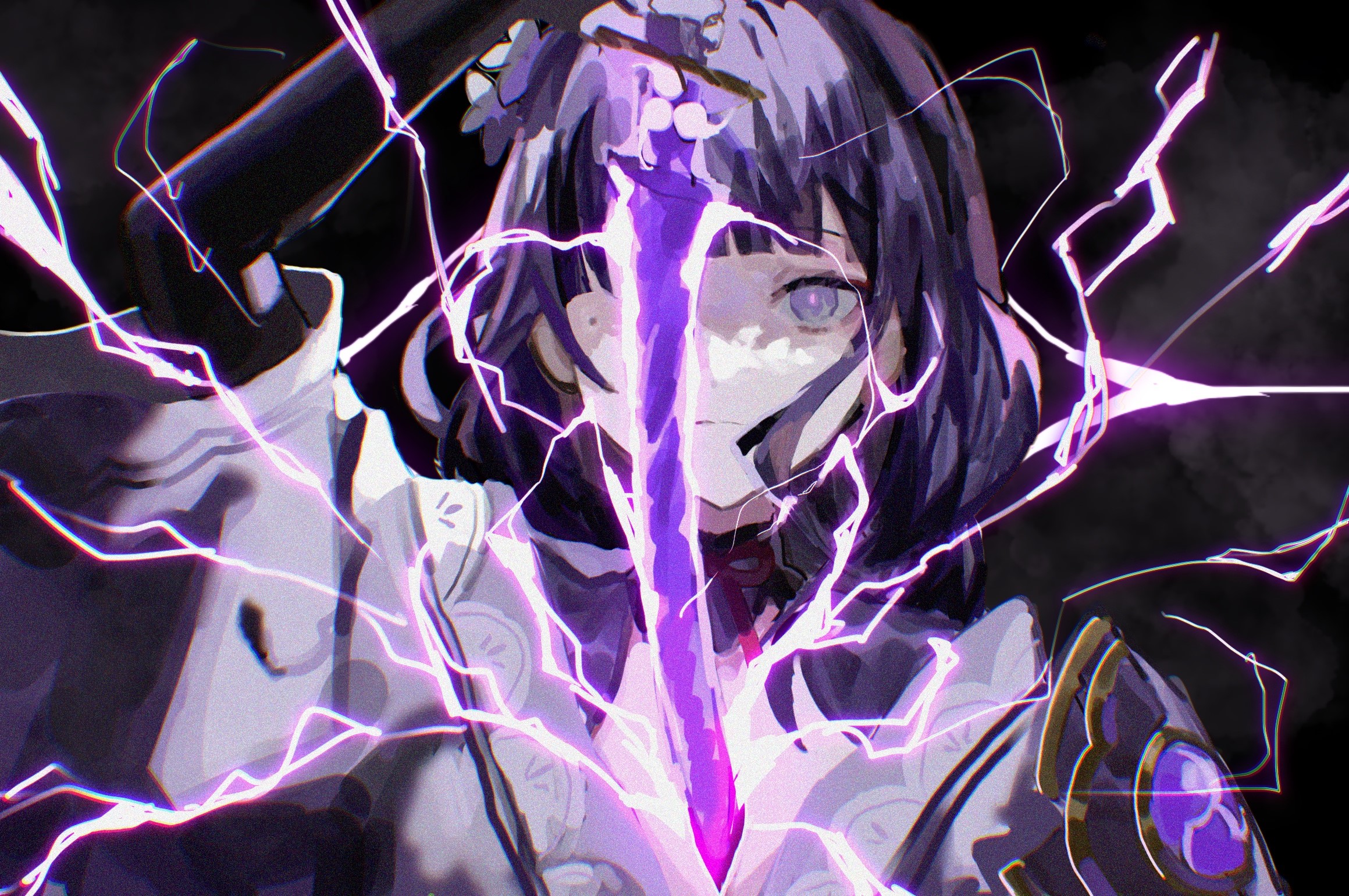 Raiden Shogun from Genshin Impact with lightning HD Wallpaper