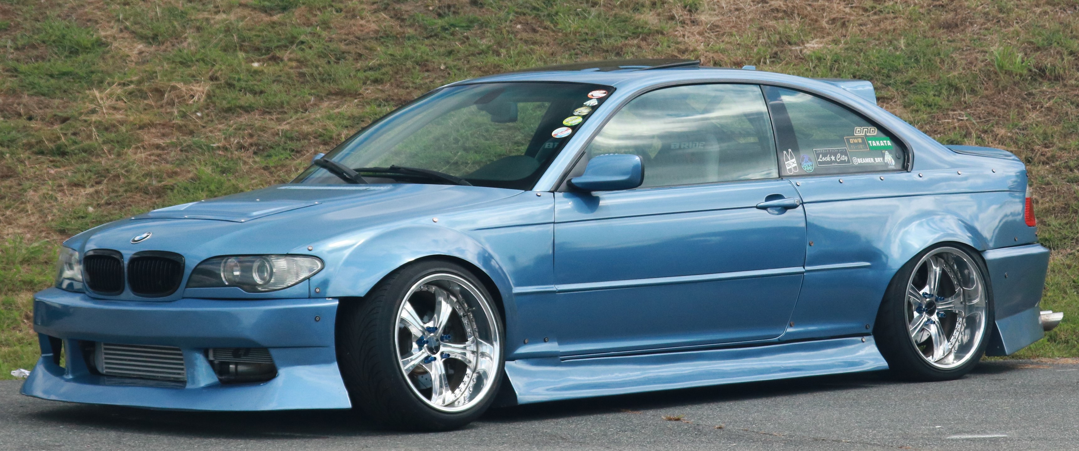 Blue BMW E46 Coupe modified for drifting HD Wallpaper