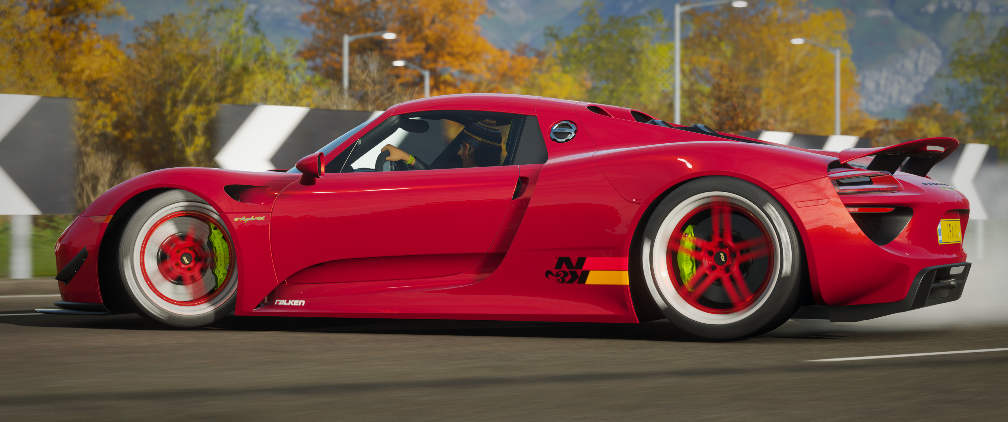 Red Porsche 918 Spyder drifting in Forza Horizon 4 HD Wallpaper
