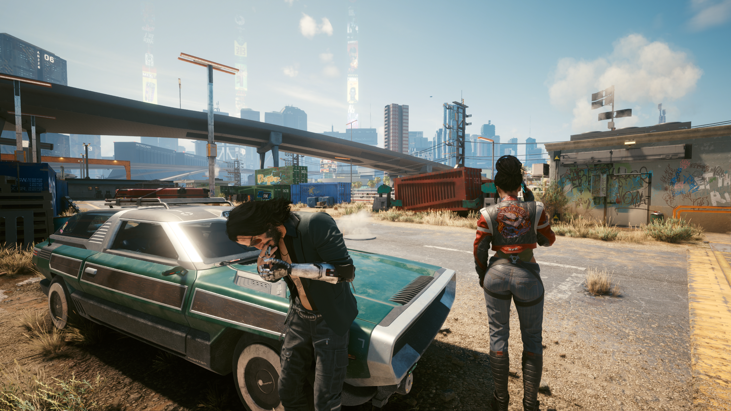 Panam Palmer and male character in Cyberpunk 2077 HD Wallpaper