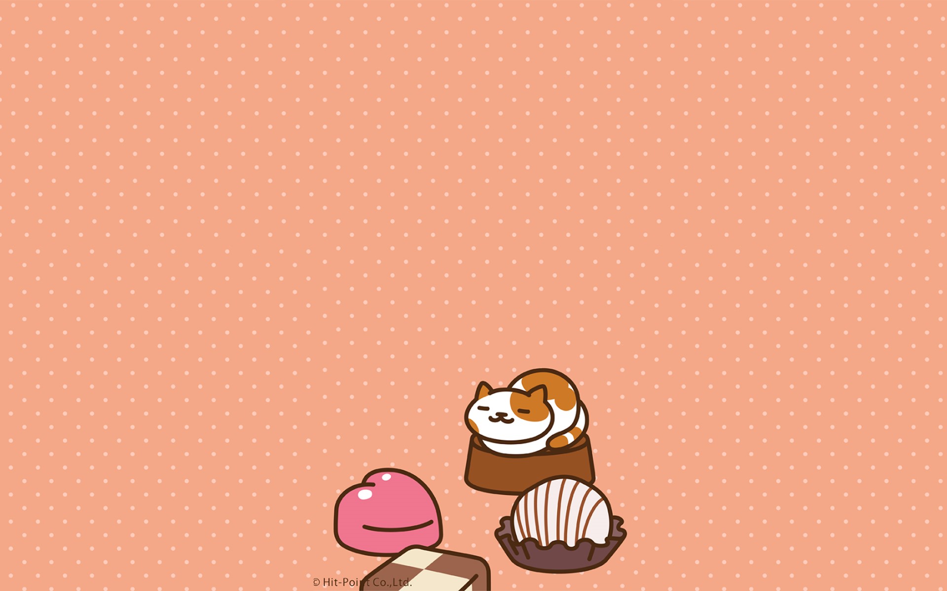 Cat sleeping on chocolate from Nekoatsume HD Wallpaper