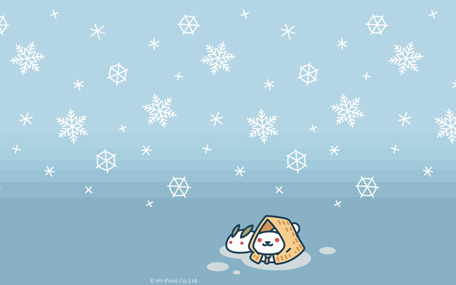 Cute animals under snowflakes HD Wallpaper