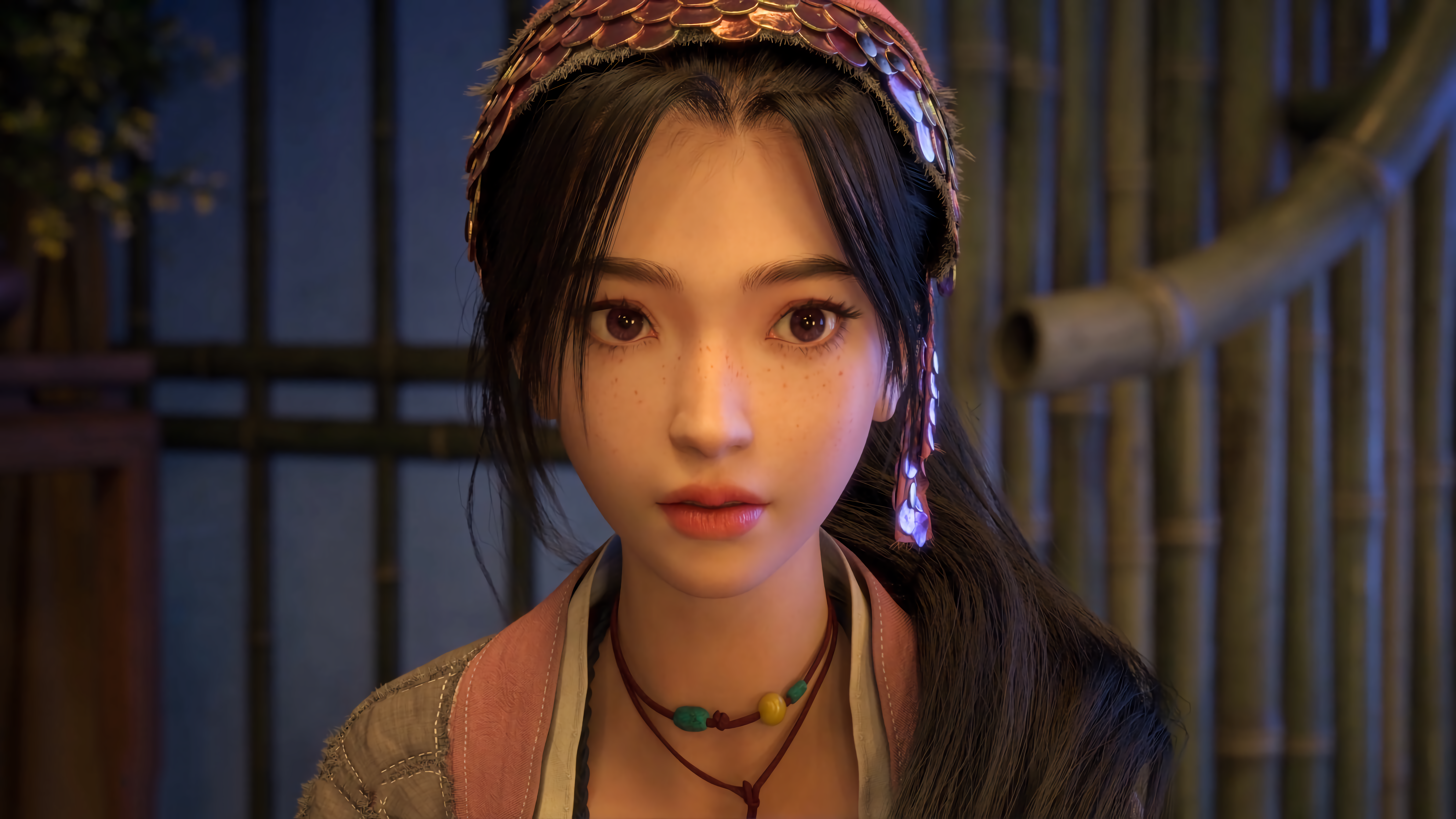 4K Asian girl with tiara and necklace HD Wallpaper