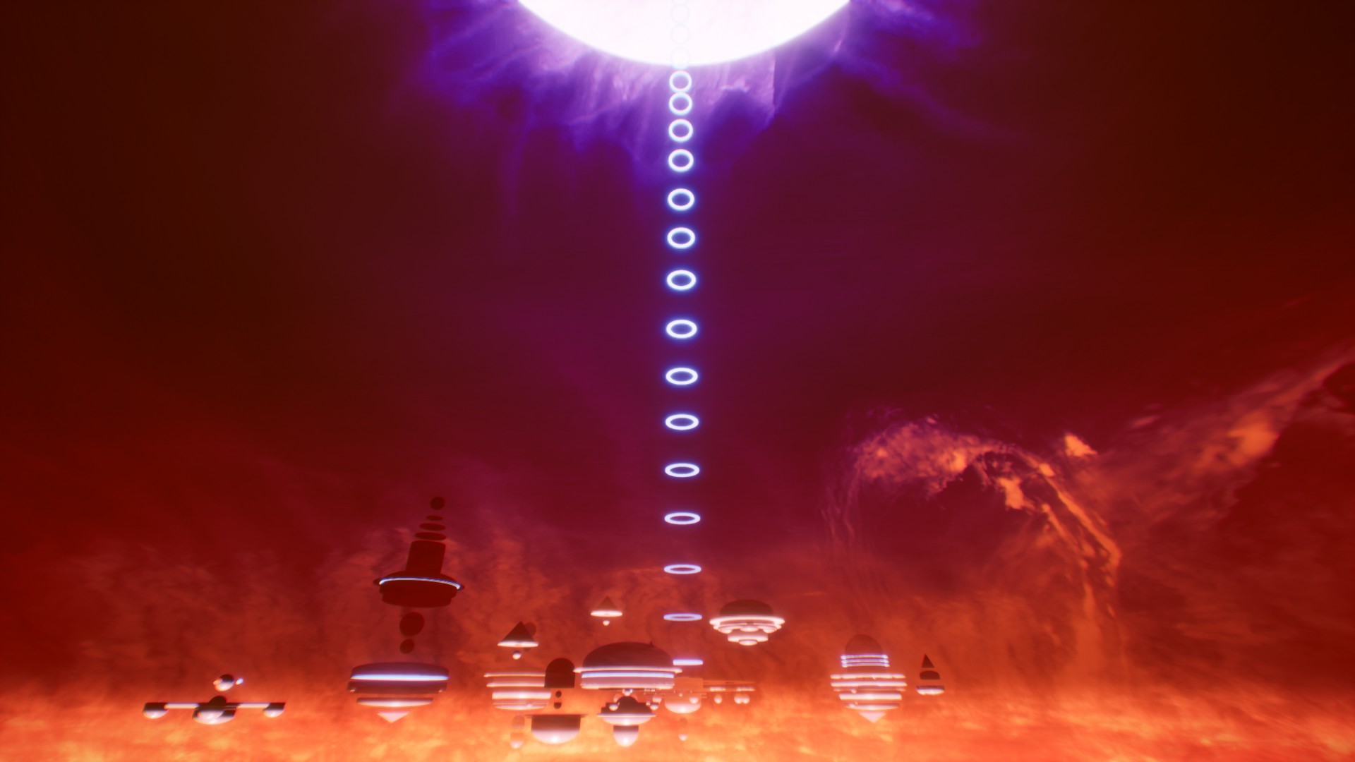 Futuristic city floating in a nebula with a bright star HD Wallpaper