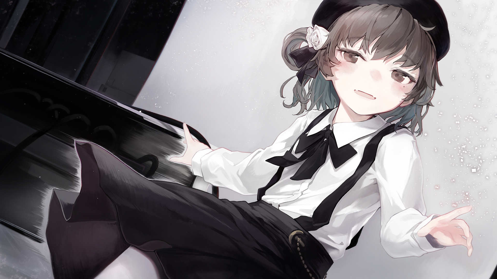 Hatoba Tsugu playing piano HD Wallpaper