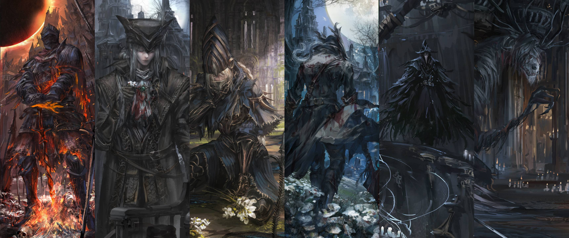 Characters from Bloodborne and Dark Souls HD Wallpaper