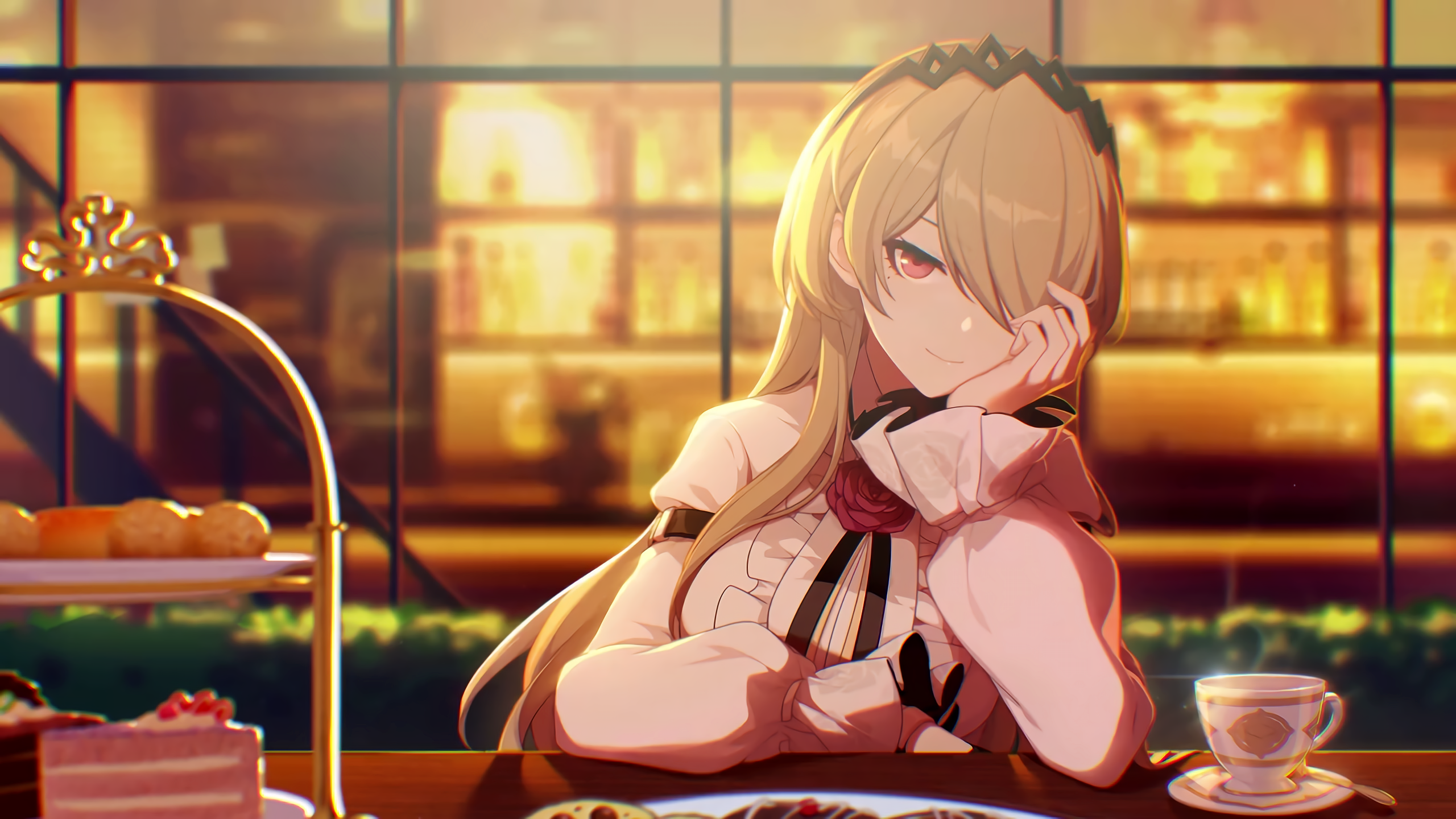 Rita Rossweisse from Honkai Impact 3rd at a cafe HD Wallpaper