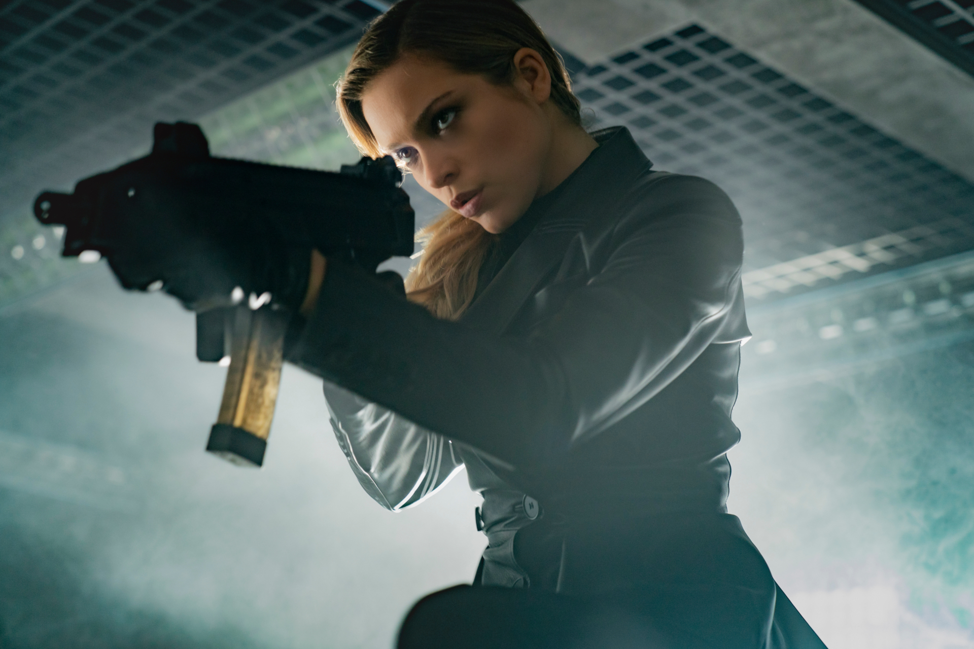 Sophie Cookson Holding Gun in Action Scene HD Wallpaper