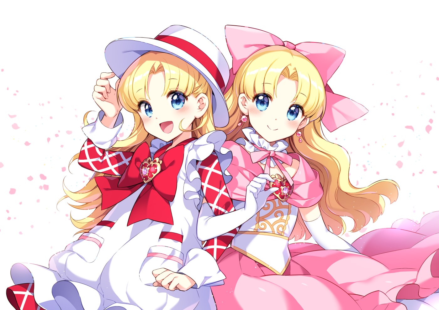 Two anime girls with blonde hair and blue eyes HD Wallpaper