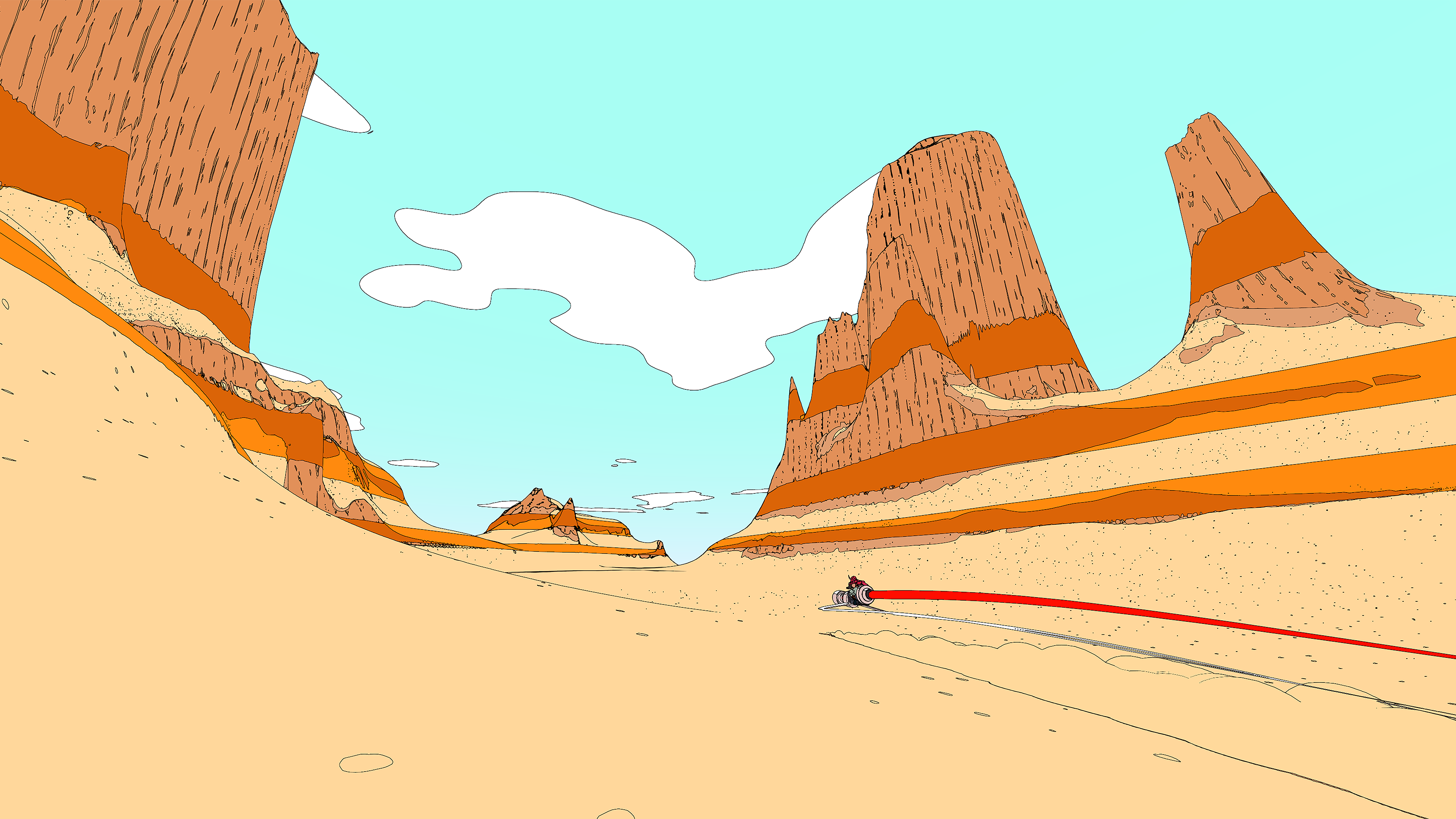 4K, video games, artwork, desert, digital art, Sable (video game) HD Wallpaper