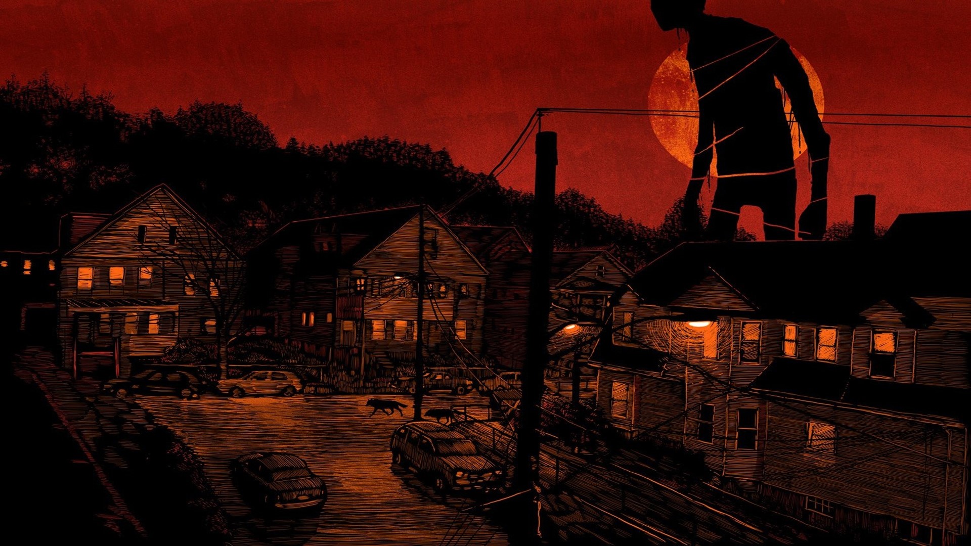 spooky, town, horror, creature HD Wallpaper