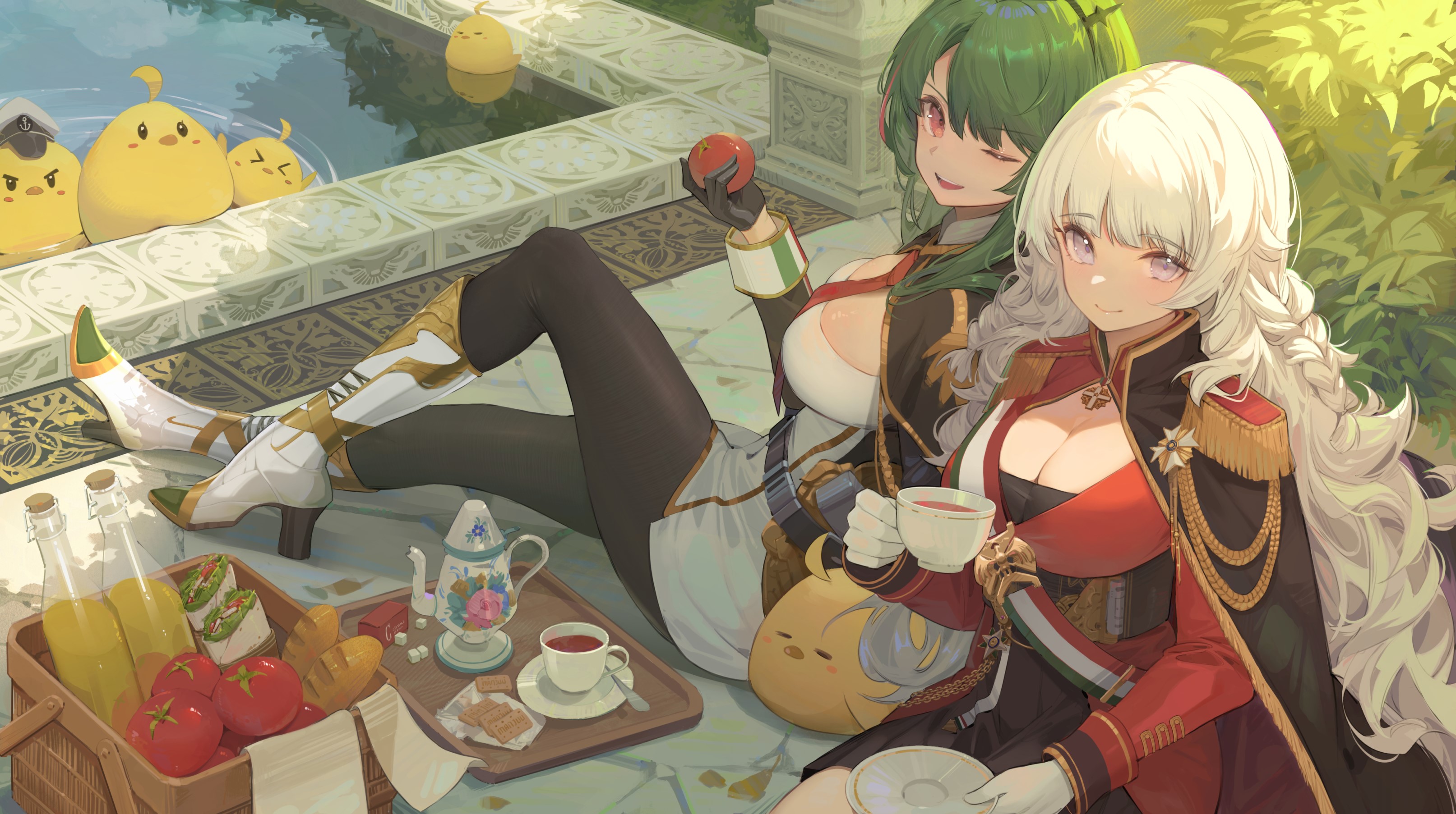 cleavage, uniform, anime, anime girls, Vittorio Veneto (Azur Lane), Manjuu (Azur Lane), Littorio (Azur Lane), Nekojira, Azur Lane HD Wallpaper