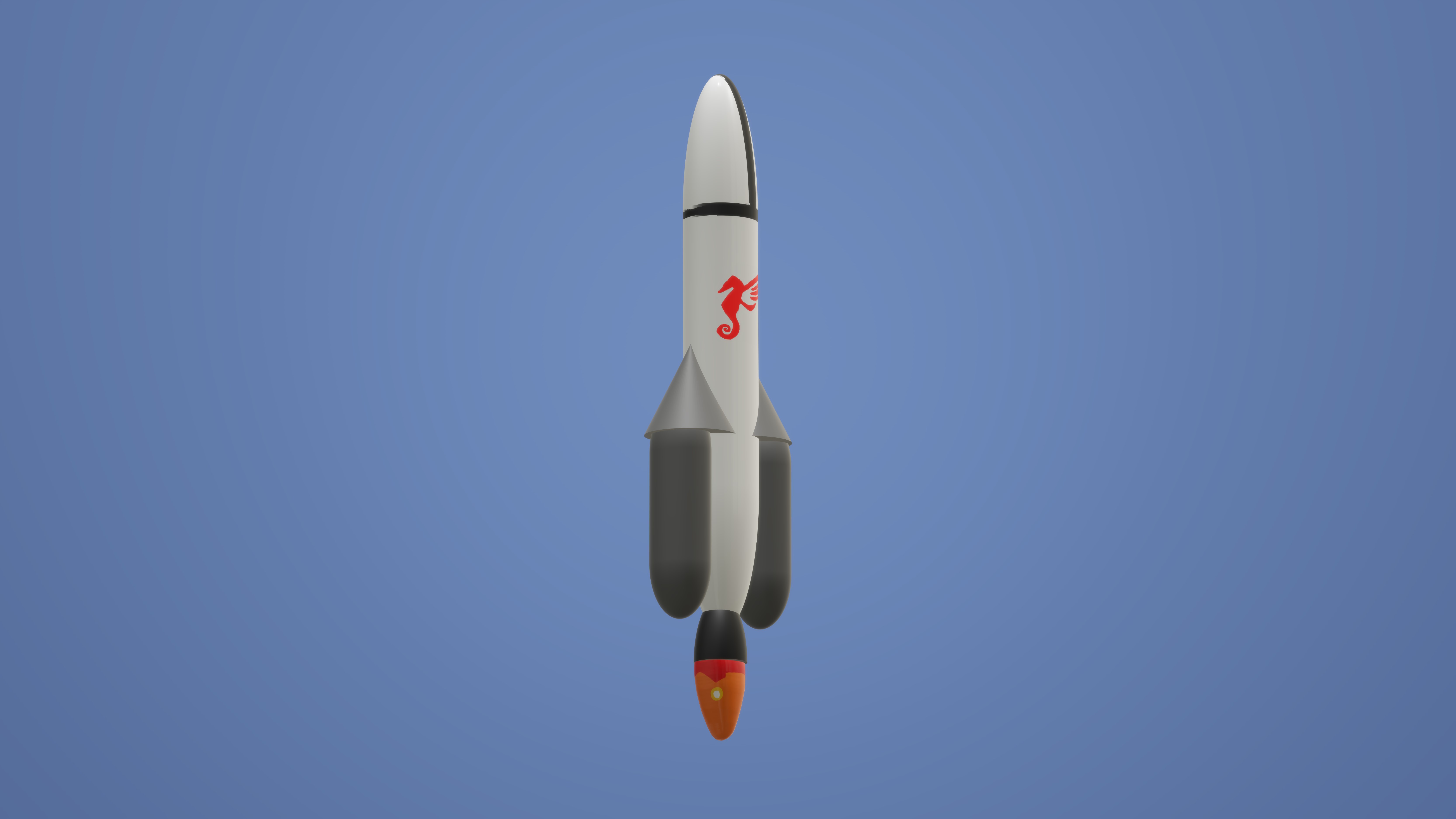 3D Rocket with Seahorse Logo HD Wallpaper