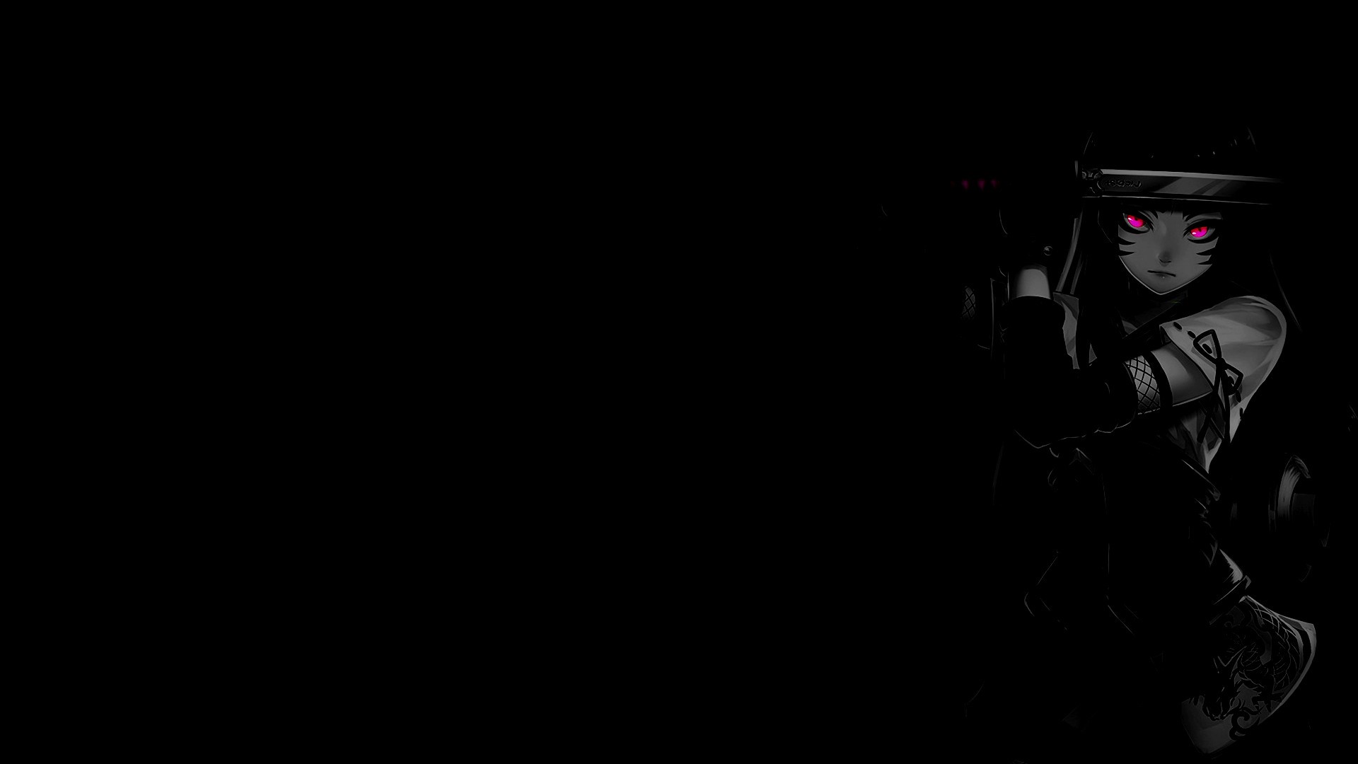 monochrome, sword, anime girls, selective coloring, anime HD Wallpaper