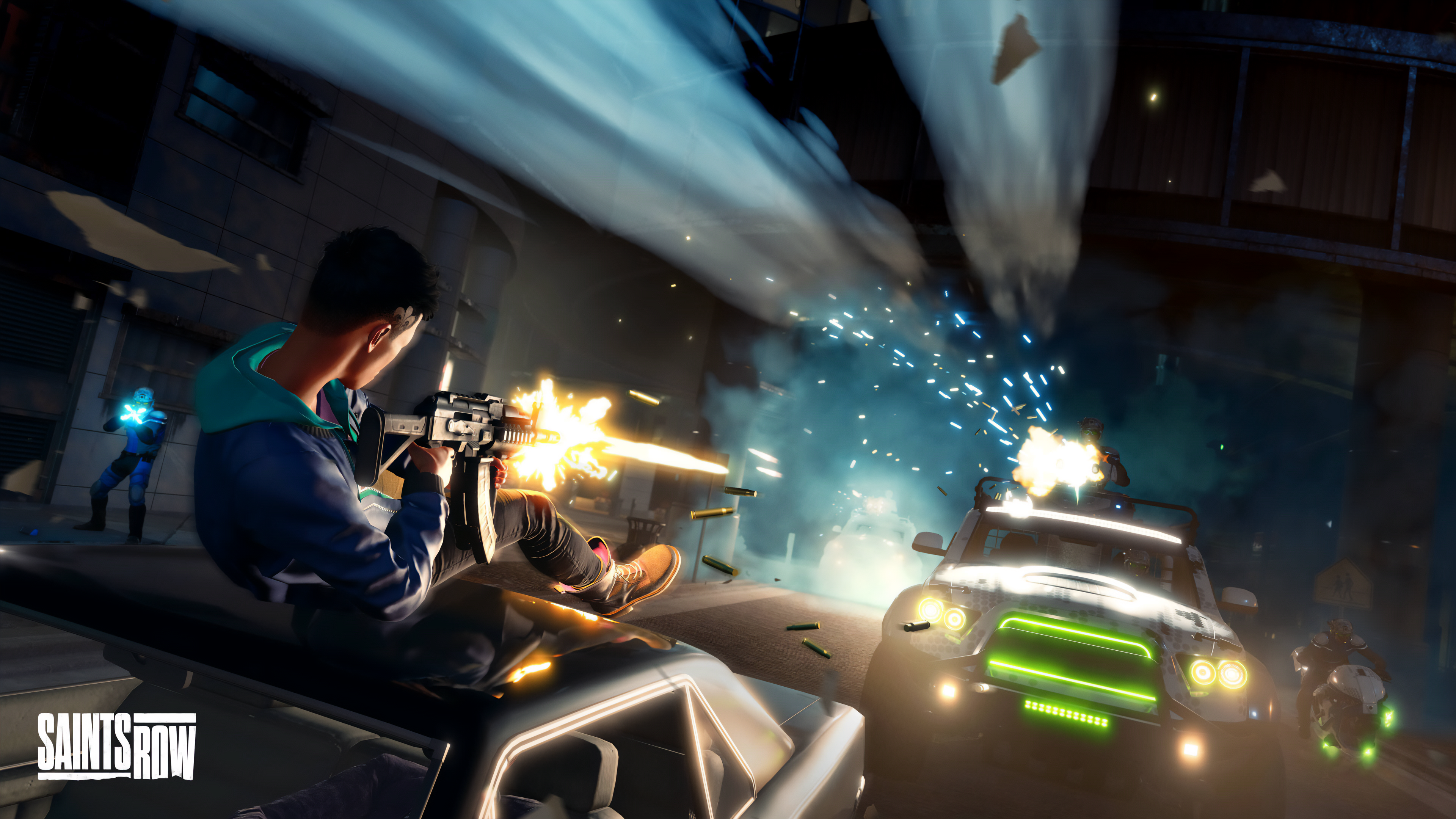 4K, Saints Row: Reboot, Inc., video games, PC gaming, vehicle, Volition, car, Saints Row, machine gun, 4K HD Wallpaper