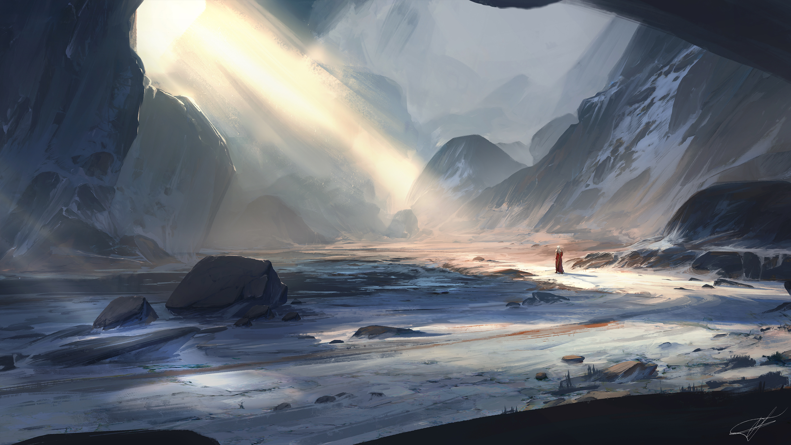 fantasy art, snow, Max Suleimanov, artwork HD Wallpaper