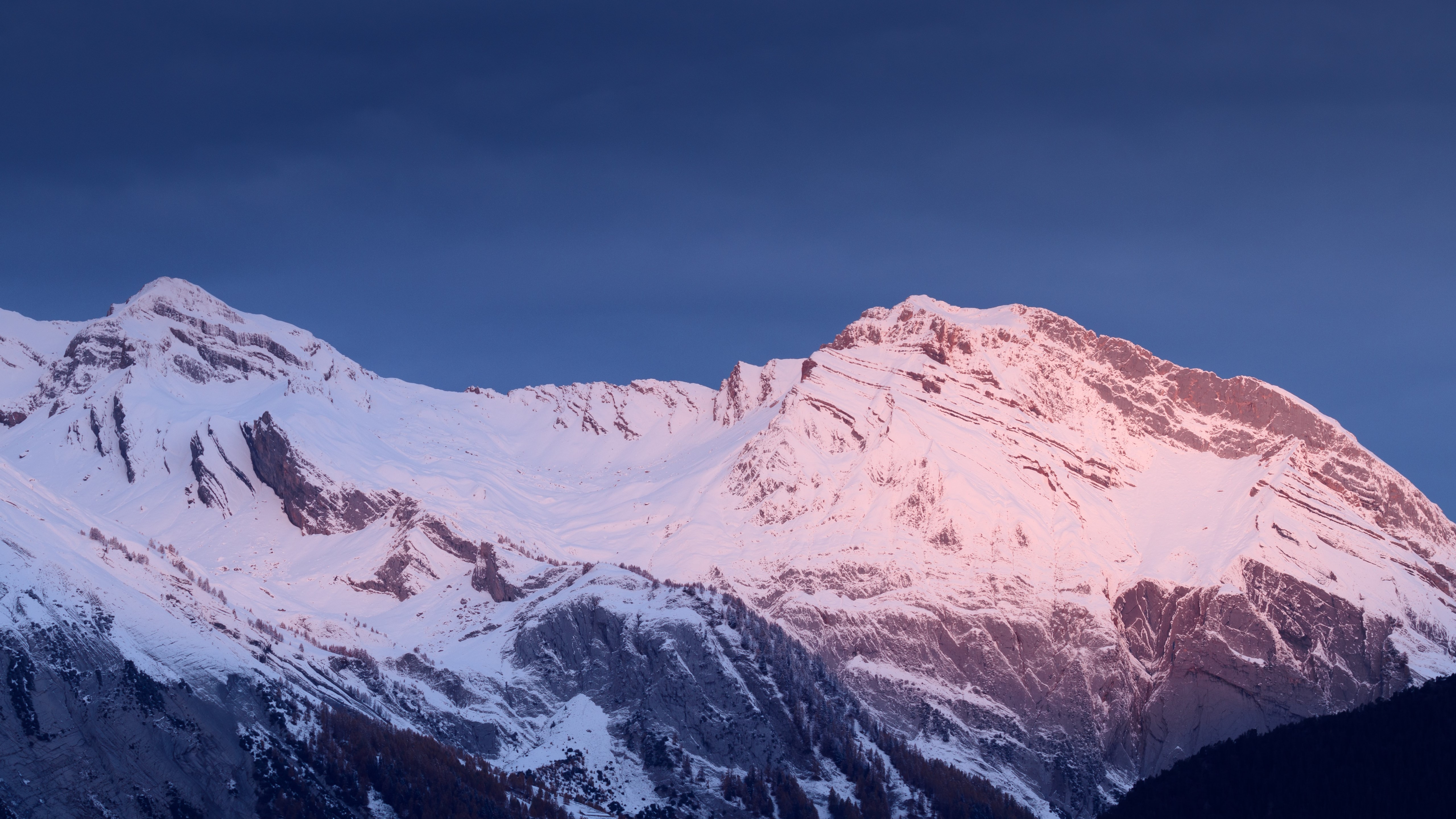 4K, outdoors, nature, snowy peak, landscape, mountains, snow HD Wallpaper