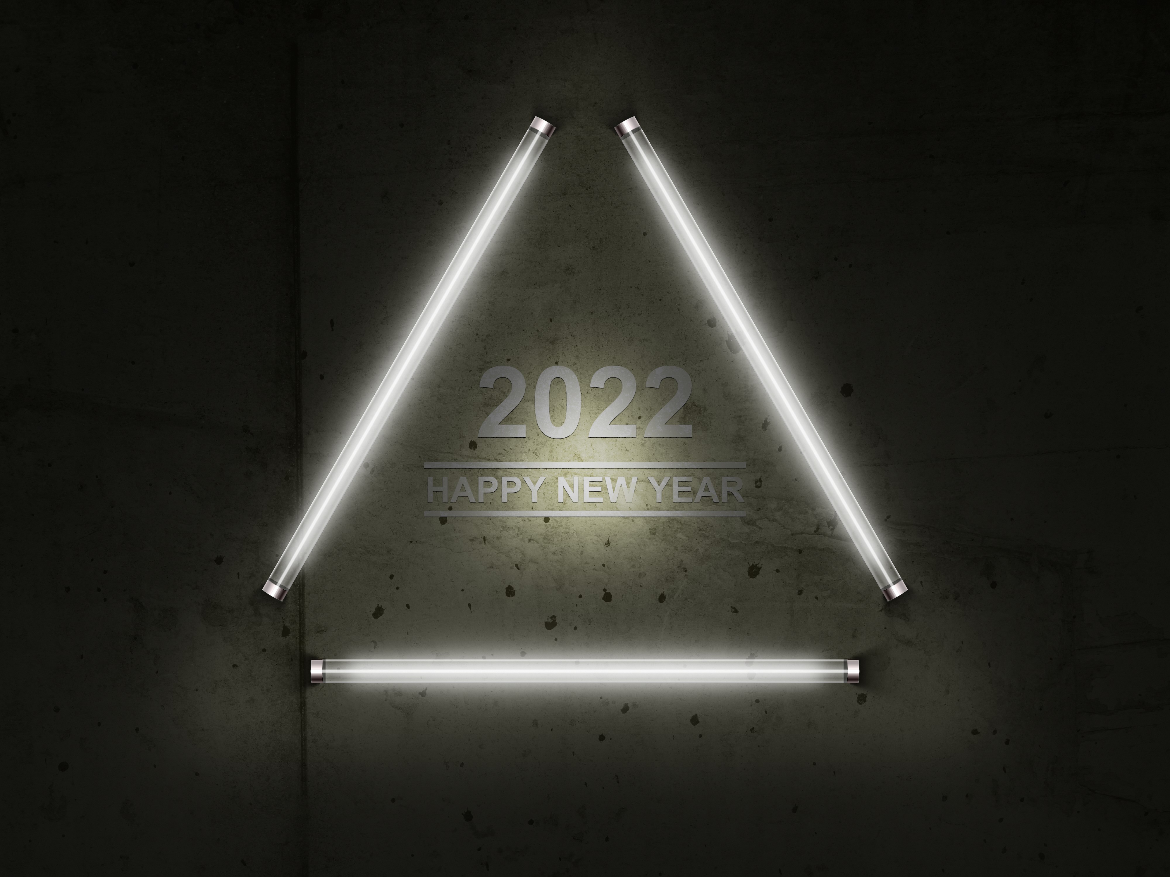 4K, 2022, New Year, fluorescent light HD Wallpaper