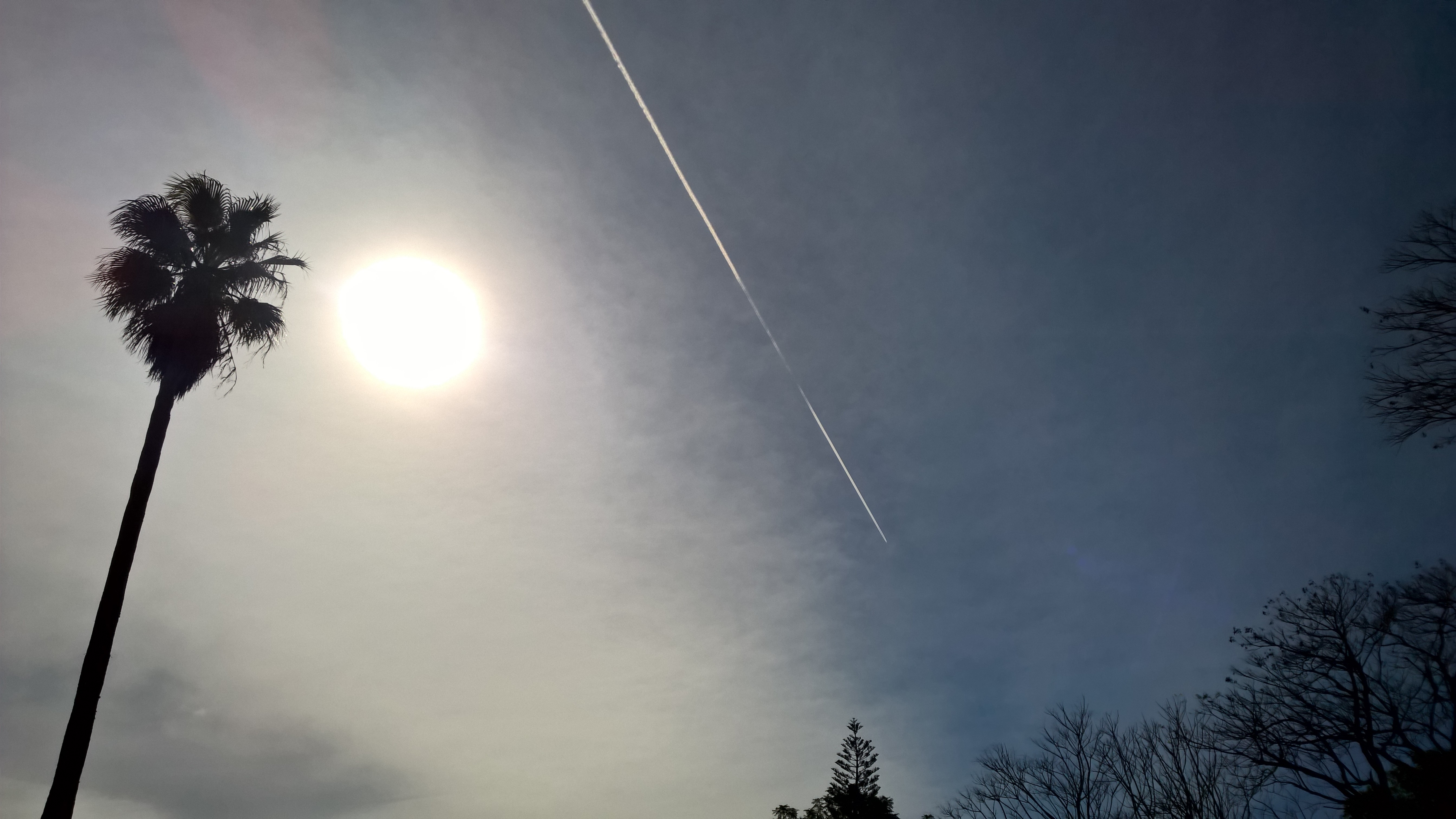 4K, sky, nature, contrail, airplane HD Wallpaper