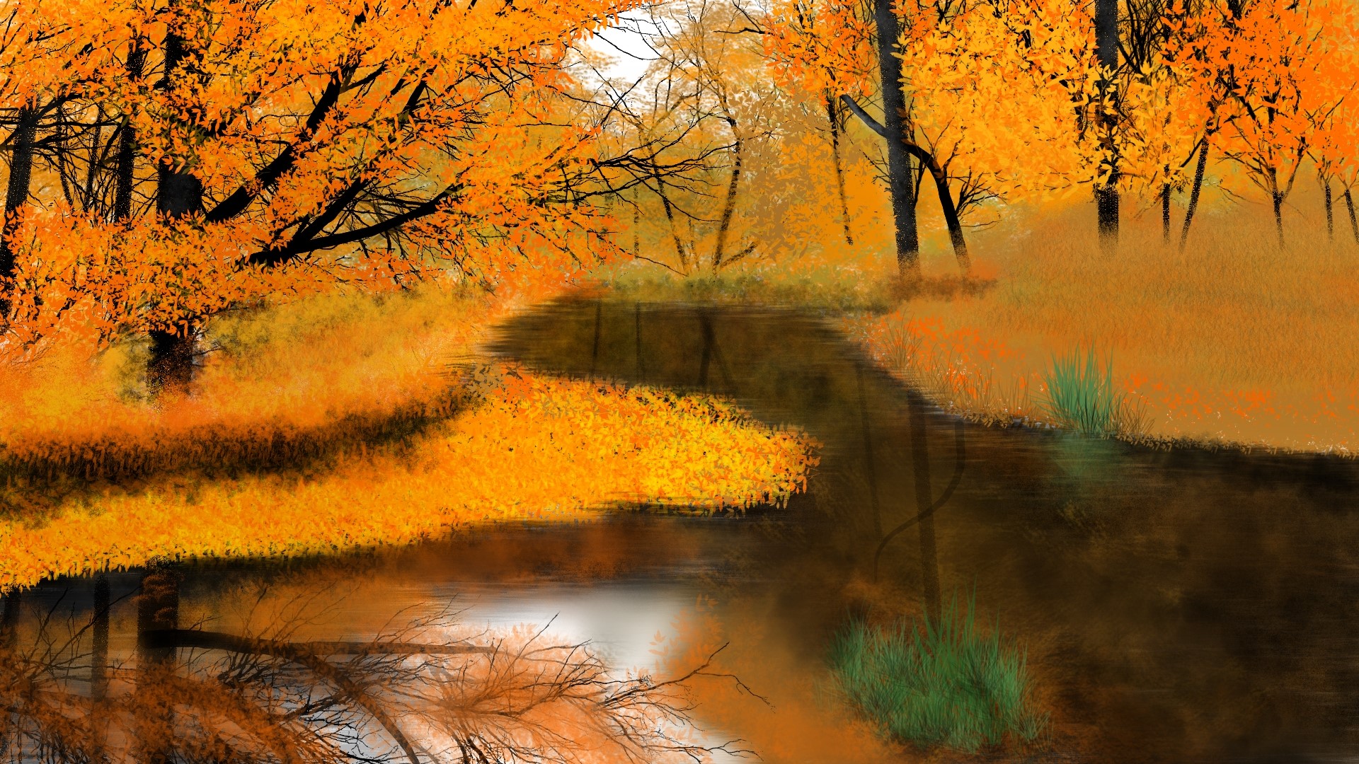 digital painting, landscape, nature HD Wallpaper