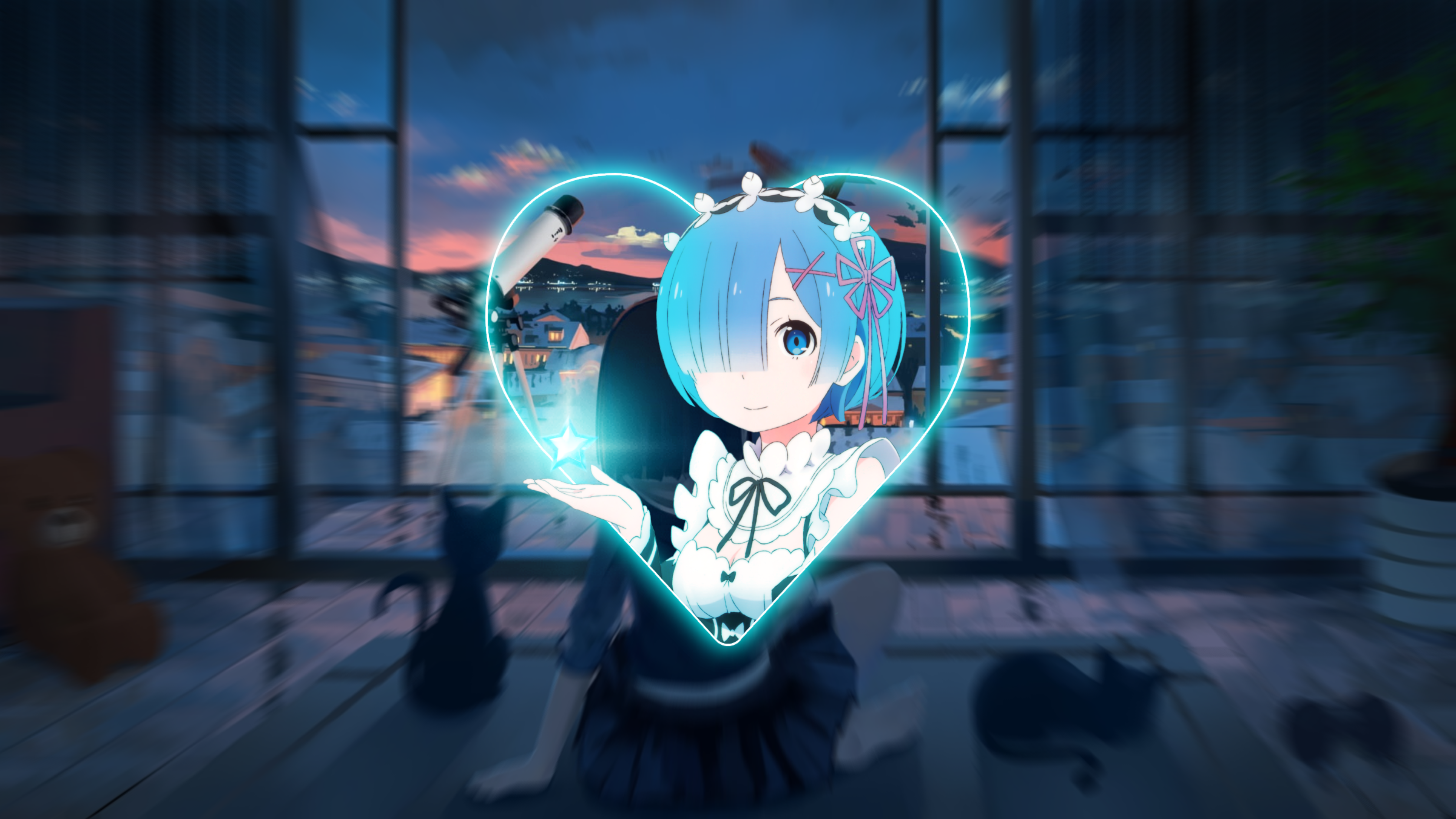 4K, Rem (Re: Zero), Re:Zero Kara Hajimeru Isekai Seikatsu, digital, anime girls, picture-in-picture HD Wallpaper