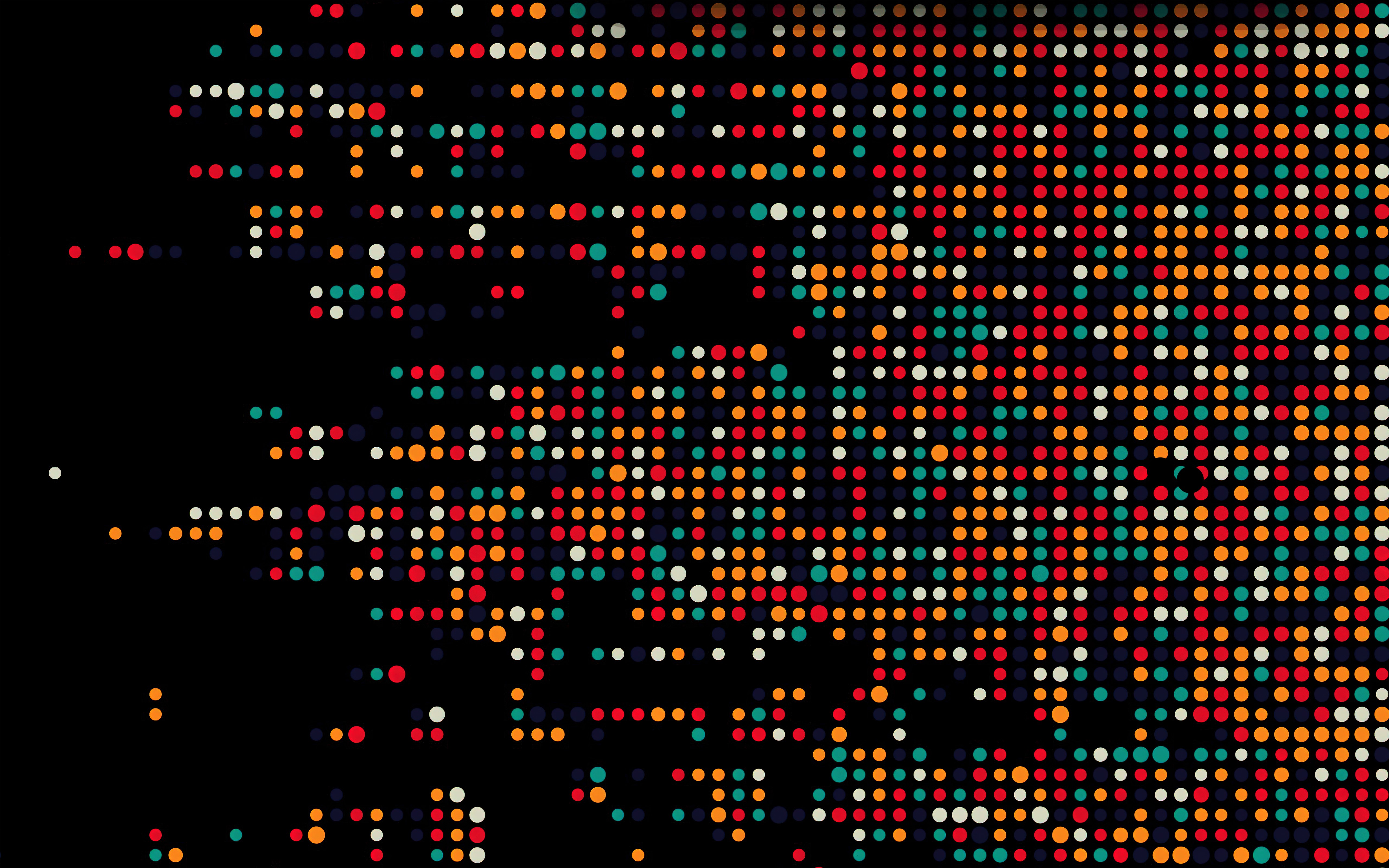 4K, black background, dots HD Wallpaper