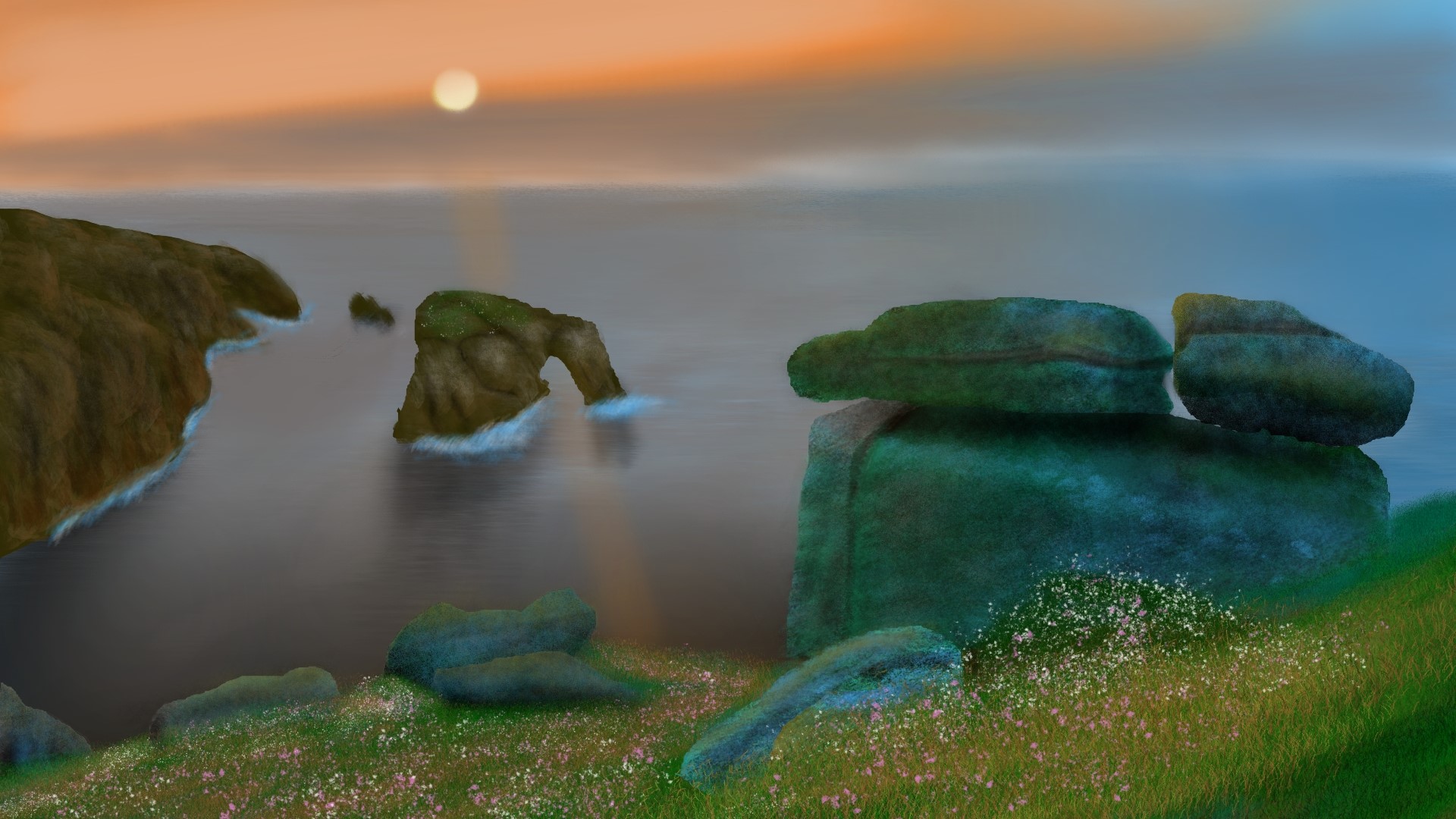 landscape, nature, digital painting HD Wallpaper