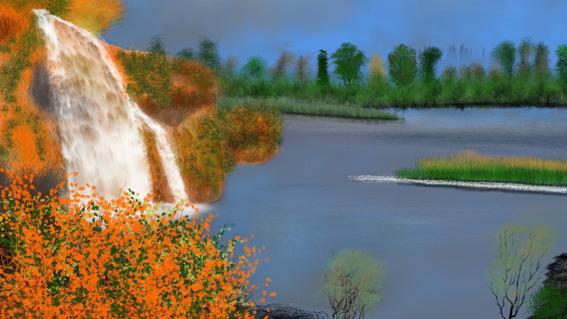 landscape, digital painting, nature HD Wallpaper