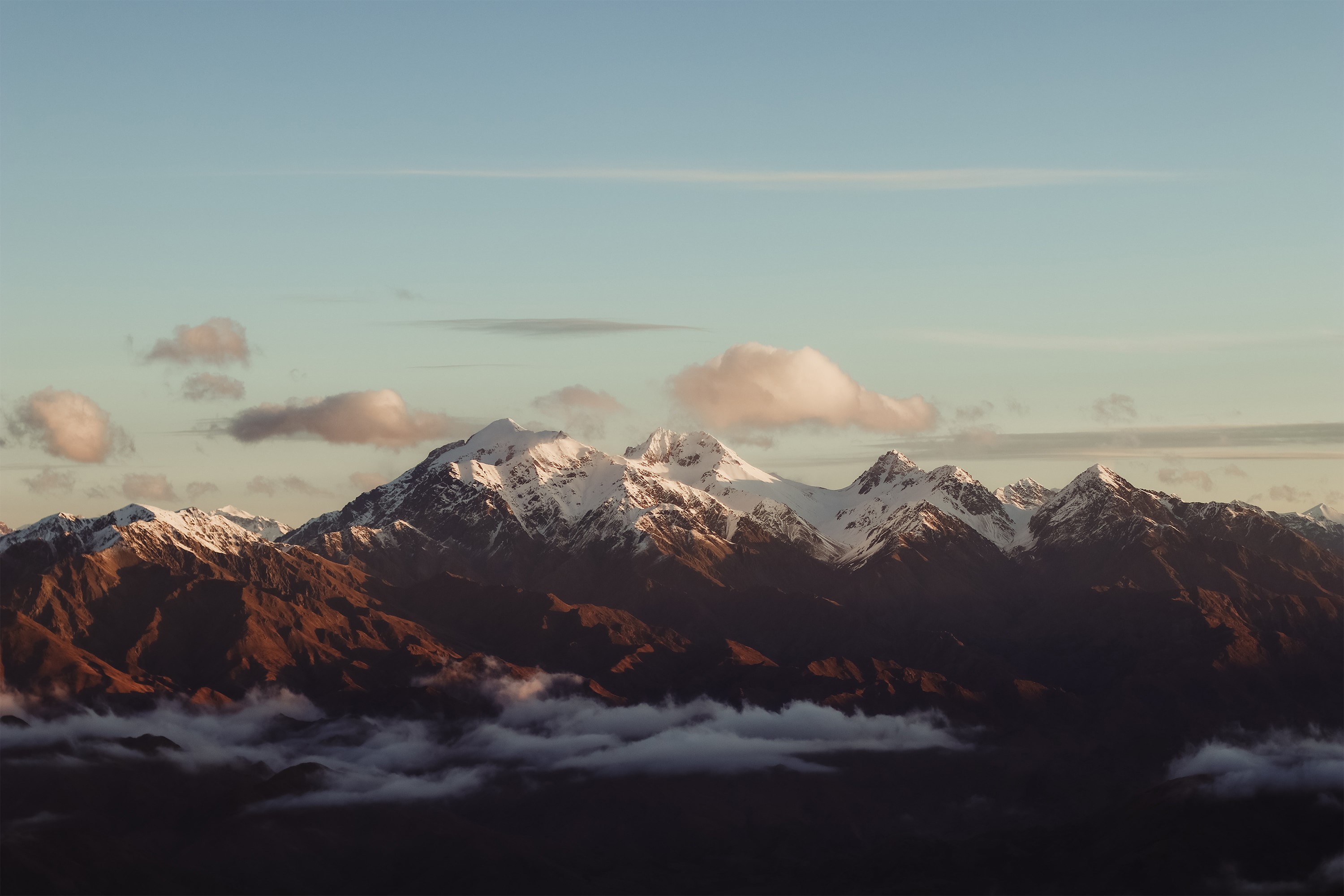 snowy mountain, clouds, snow, mountains, nature, landscape HD Wallpaper
