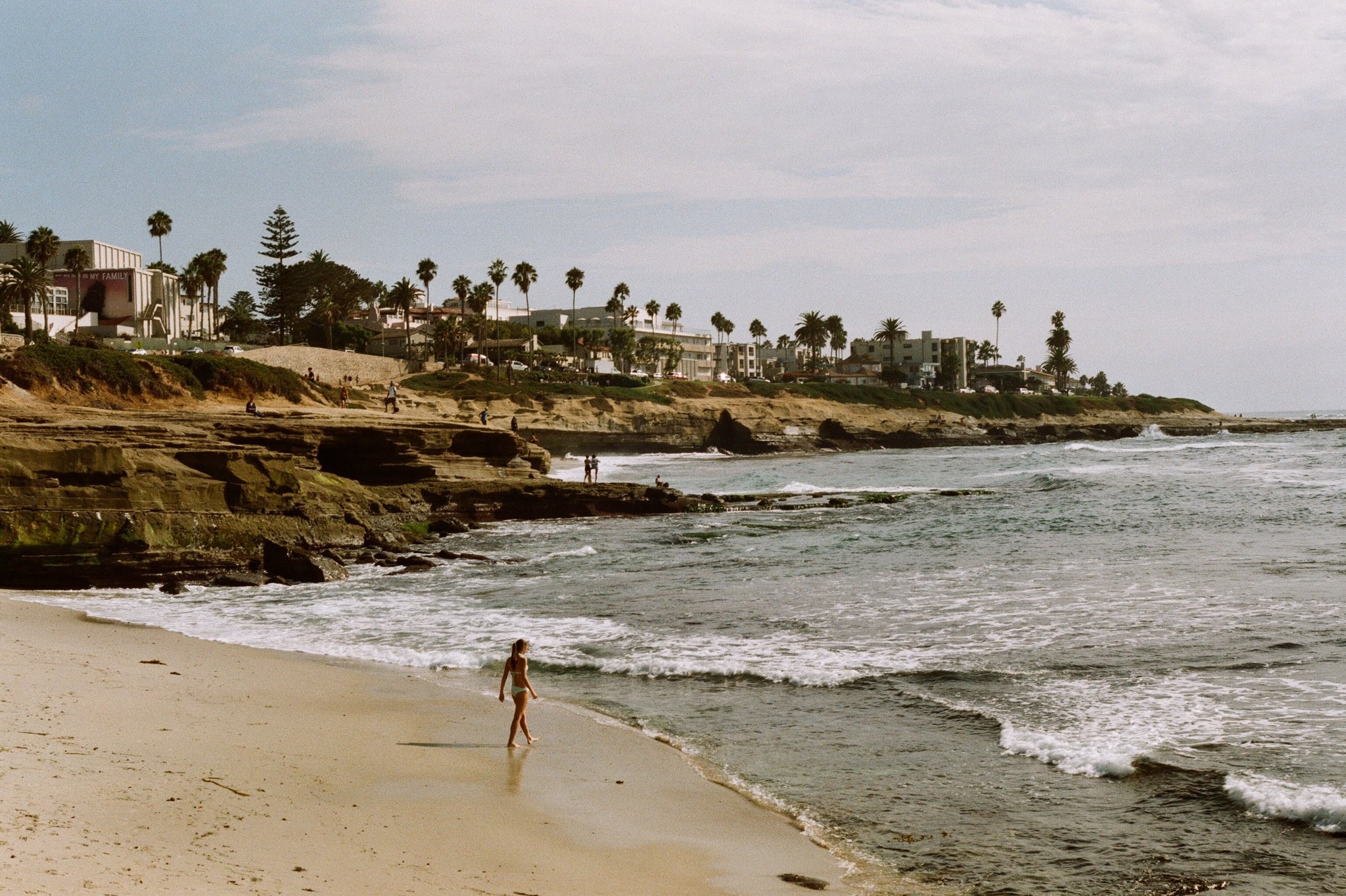 sea, palm trees, women, waves, beach, landscape, women outdoors HD Wallpaper