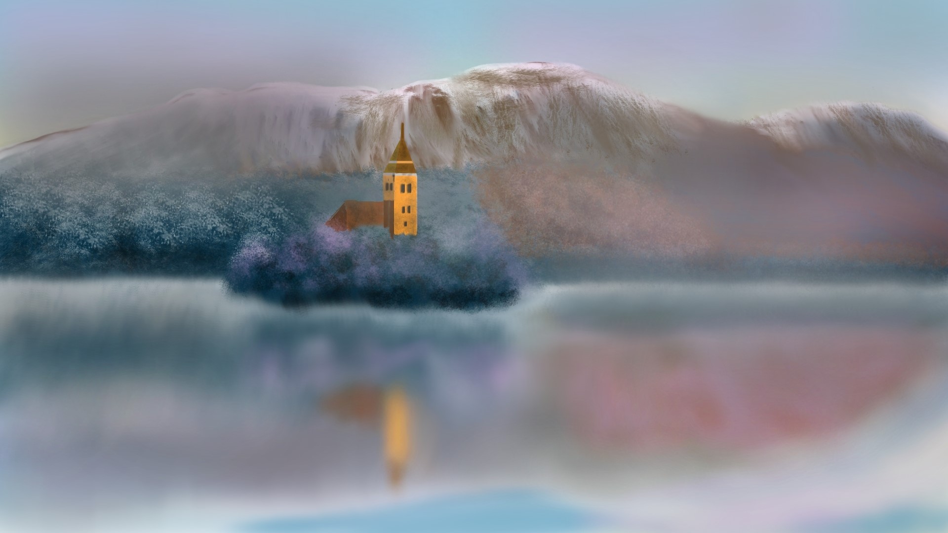 landscape, nature, digital painting HD Wallpaper