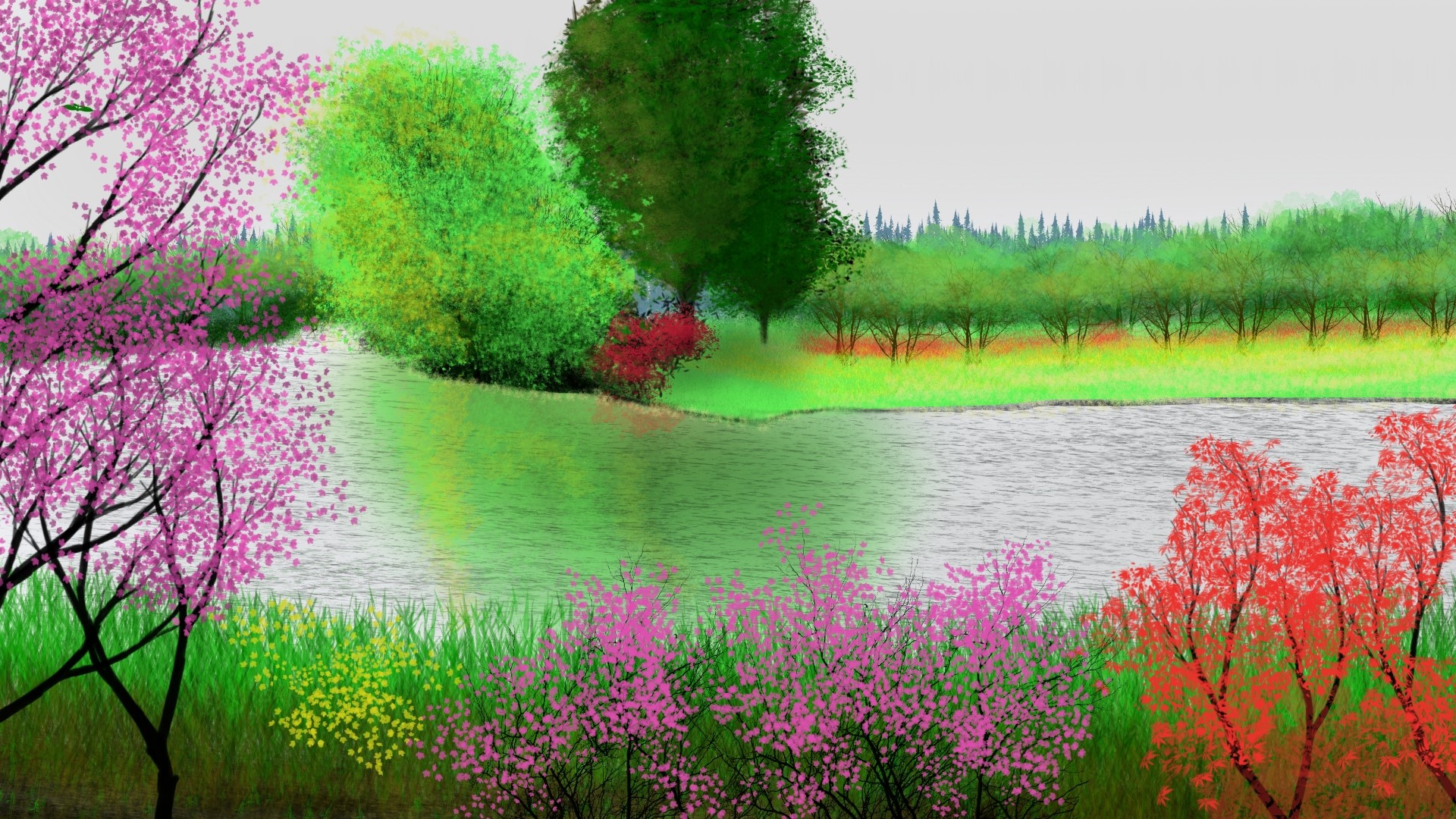 nature, landscape, digital painting HD Wallpaper