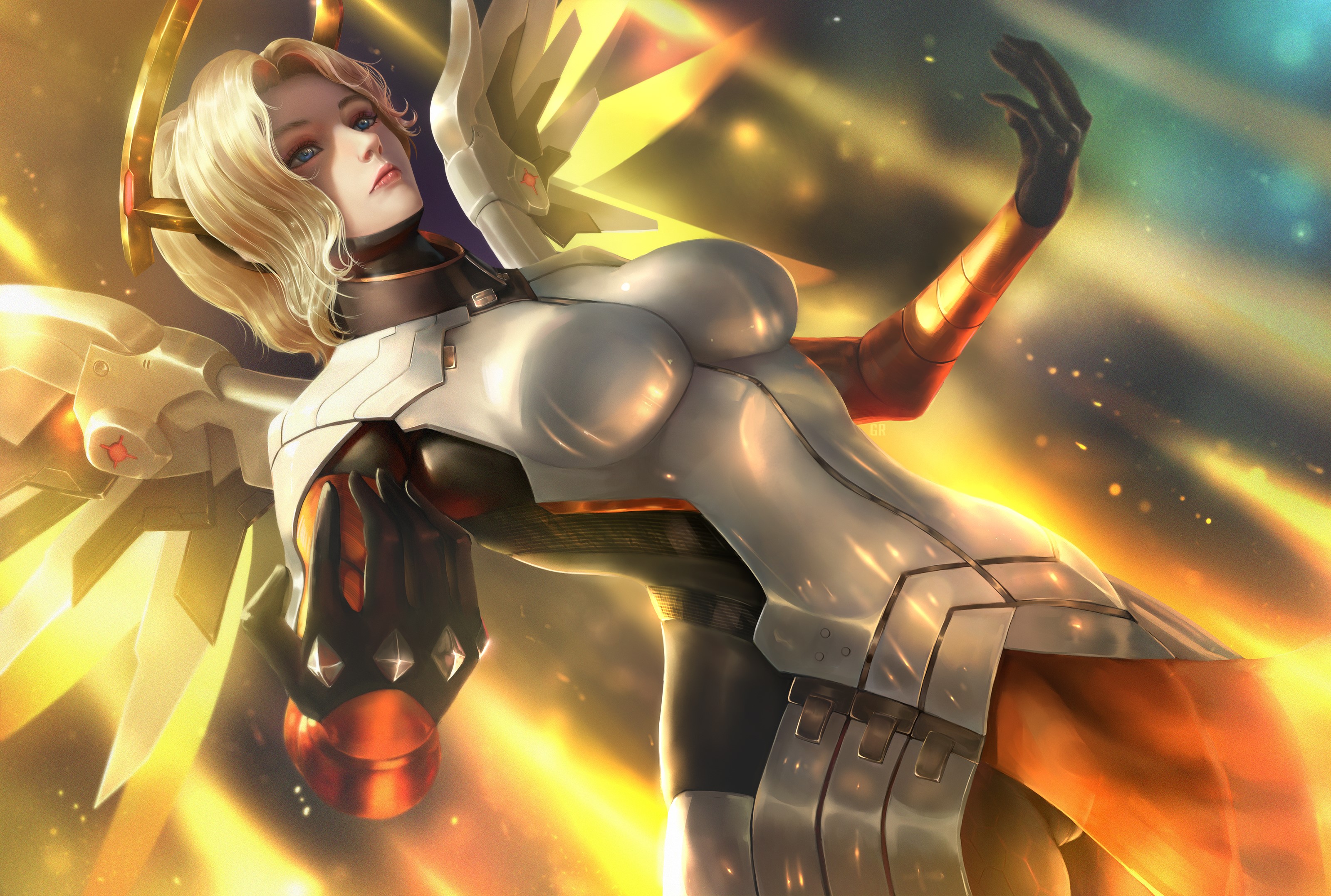 limgae, artwork, Mercy (Overwatch), Overwatch HD Wallpaper