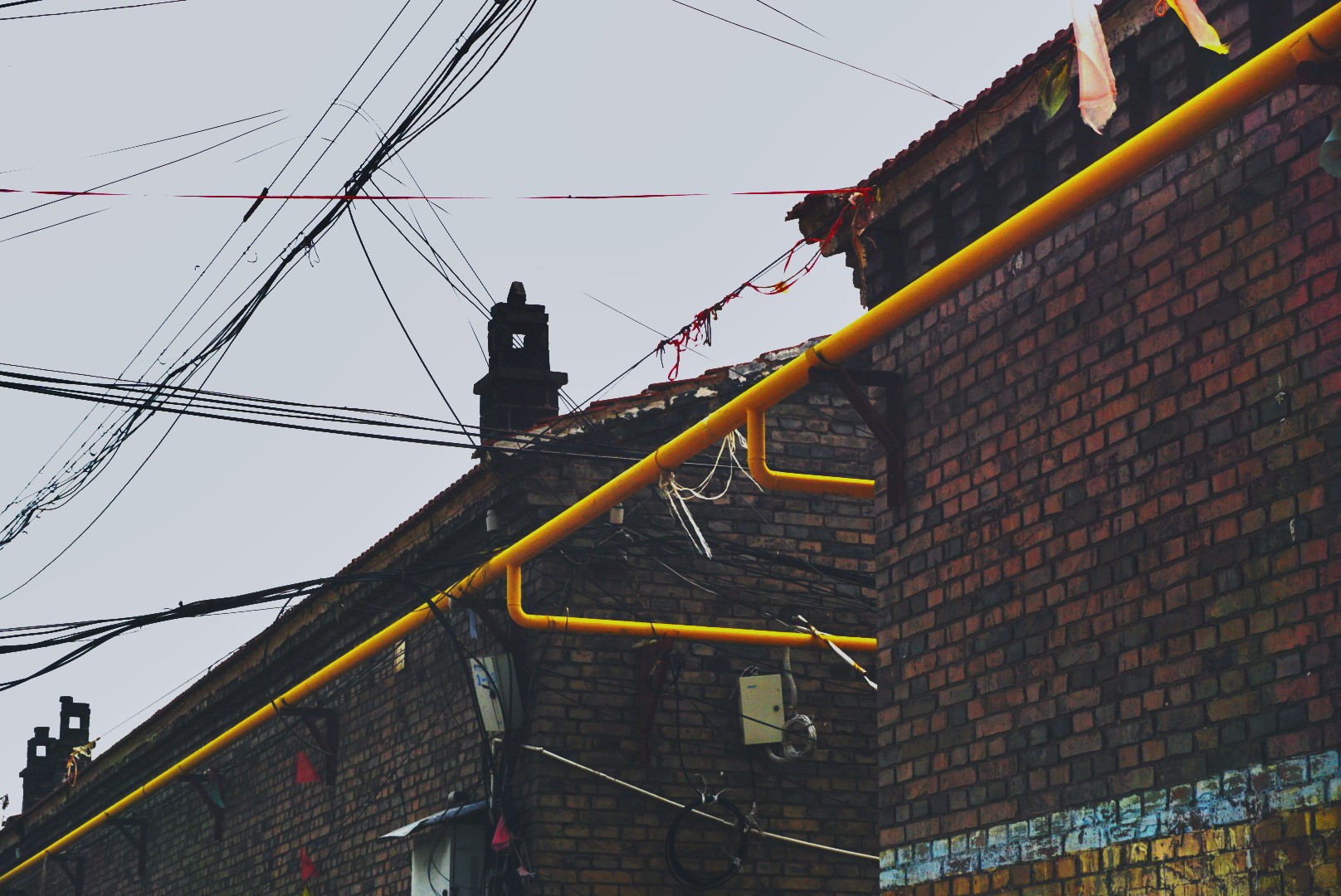 fengjng, pipes, building, Asia, outdoors, bricks, urban, weiqiang HD Wallpaper
