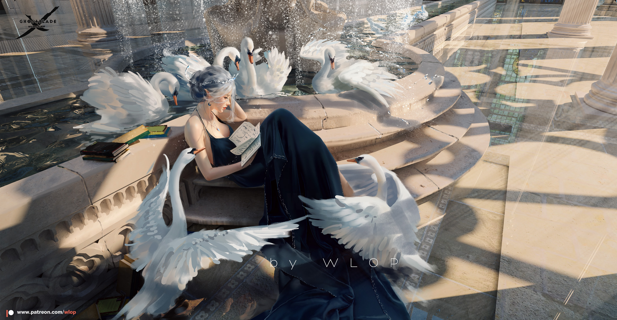 WLOP, digital painting, fantasy architecture, princess, GhostBlade ( comics ) HD Wallpaper
