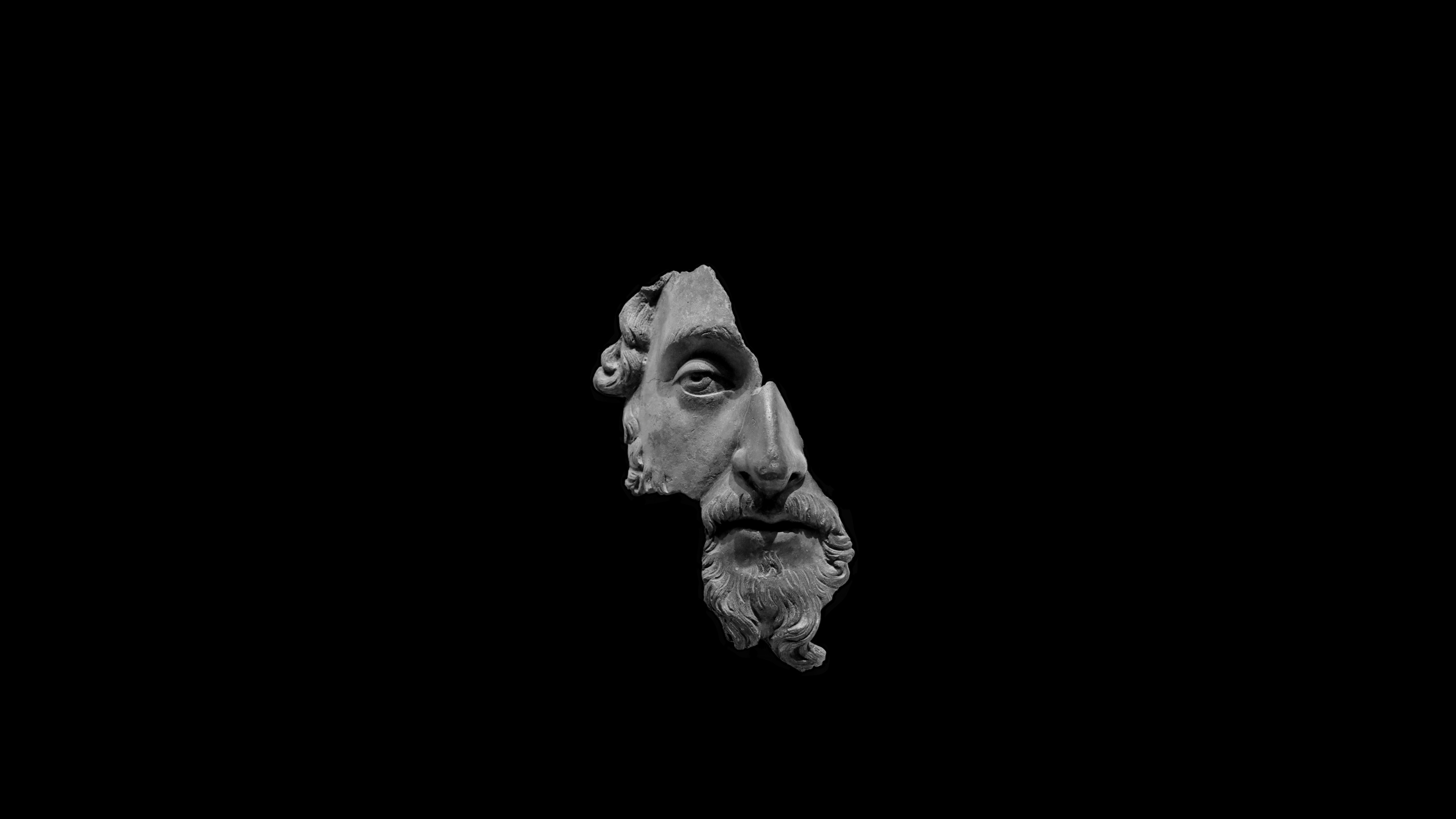4K, statue, Marcus Aurelius, black background HD Wallpaper