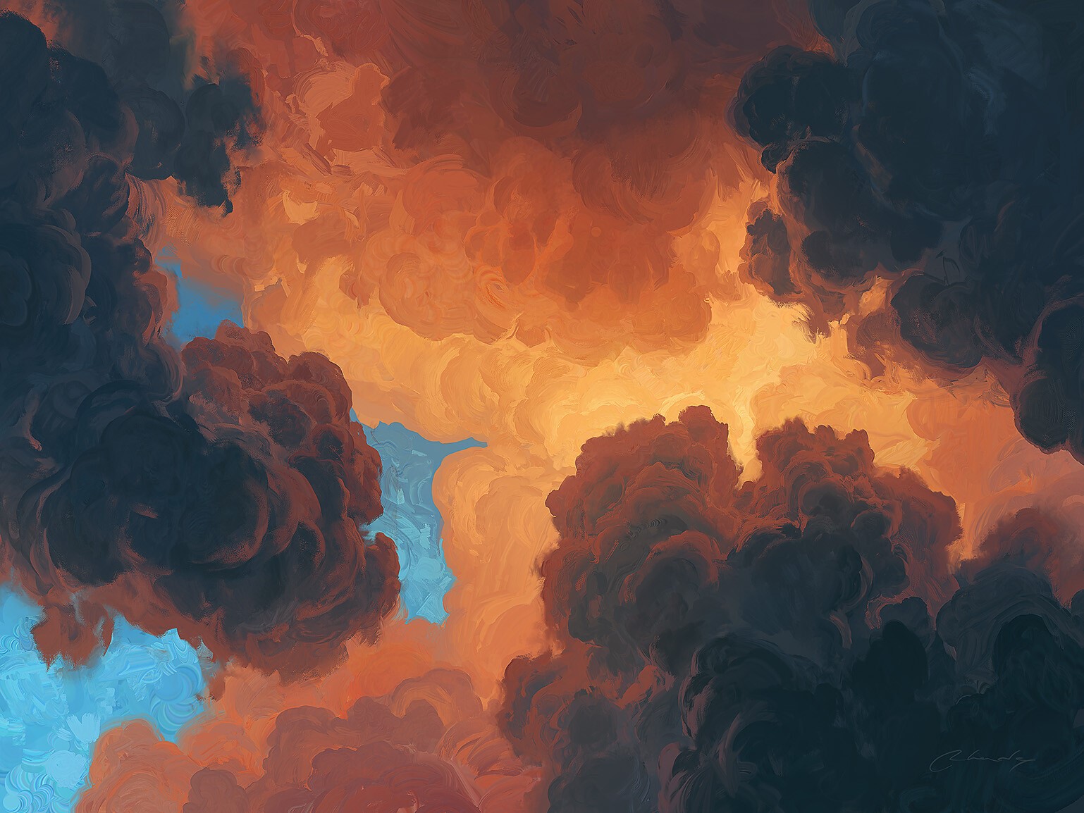 Artem Chebokha, artwork, clouds, sky, nature HD Wallpaper