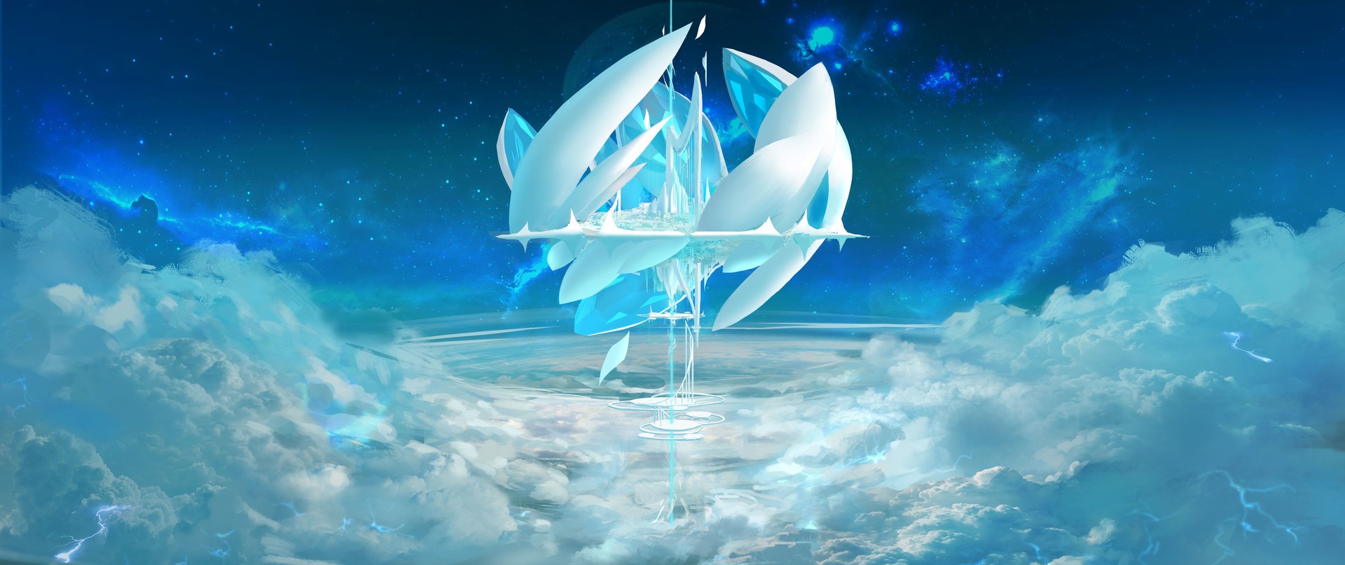 clouds, starry night, fantasy art, digital art, SY-37, landscape HD Wallpaper
