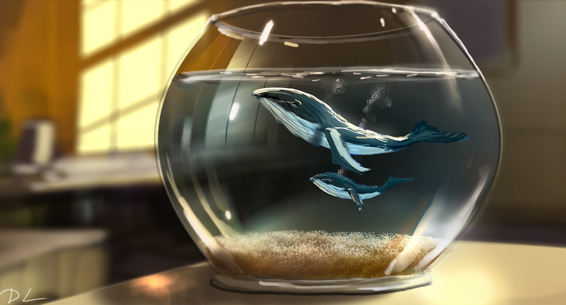 animals, whale, aquarium, artwork HD Wallpaper