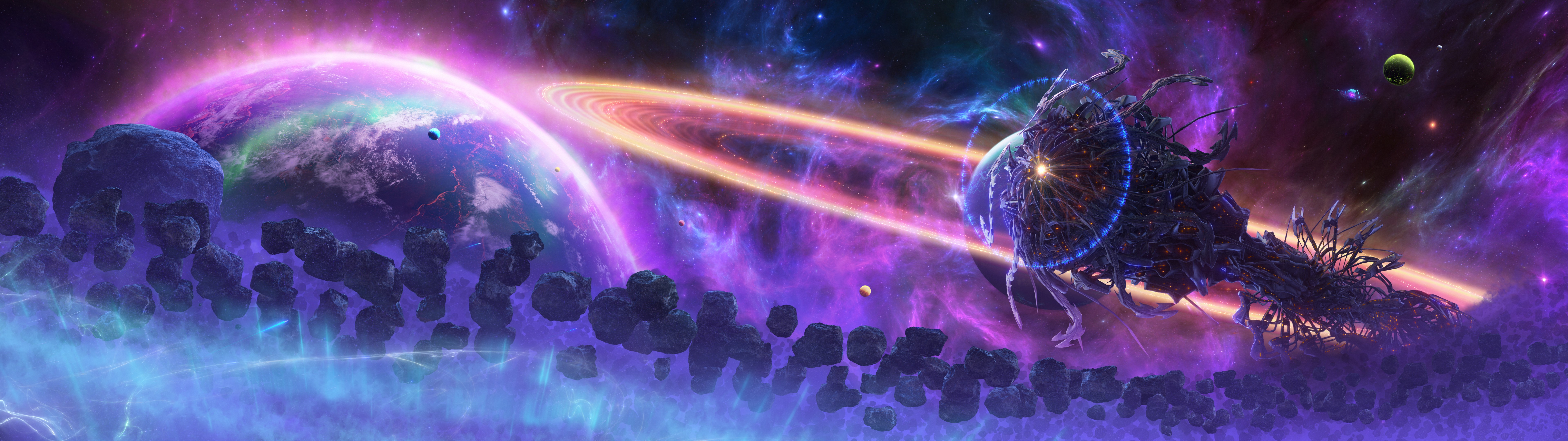 4K, digital art, fantasy art, space, ultrawide, Yuliya Zabelina, planet HD Wallpaper