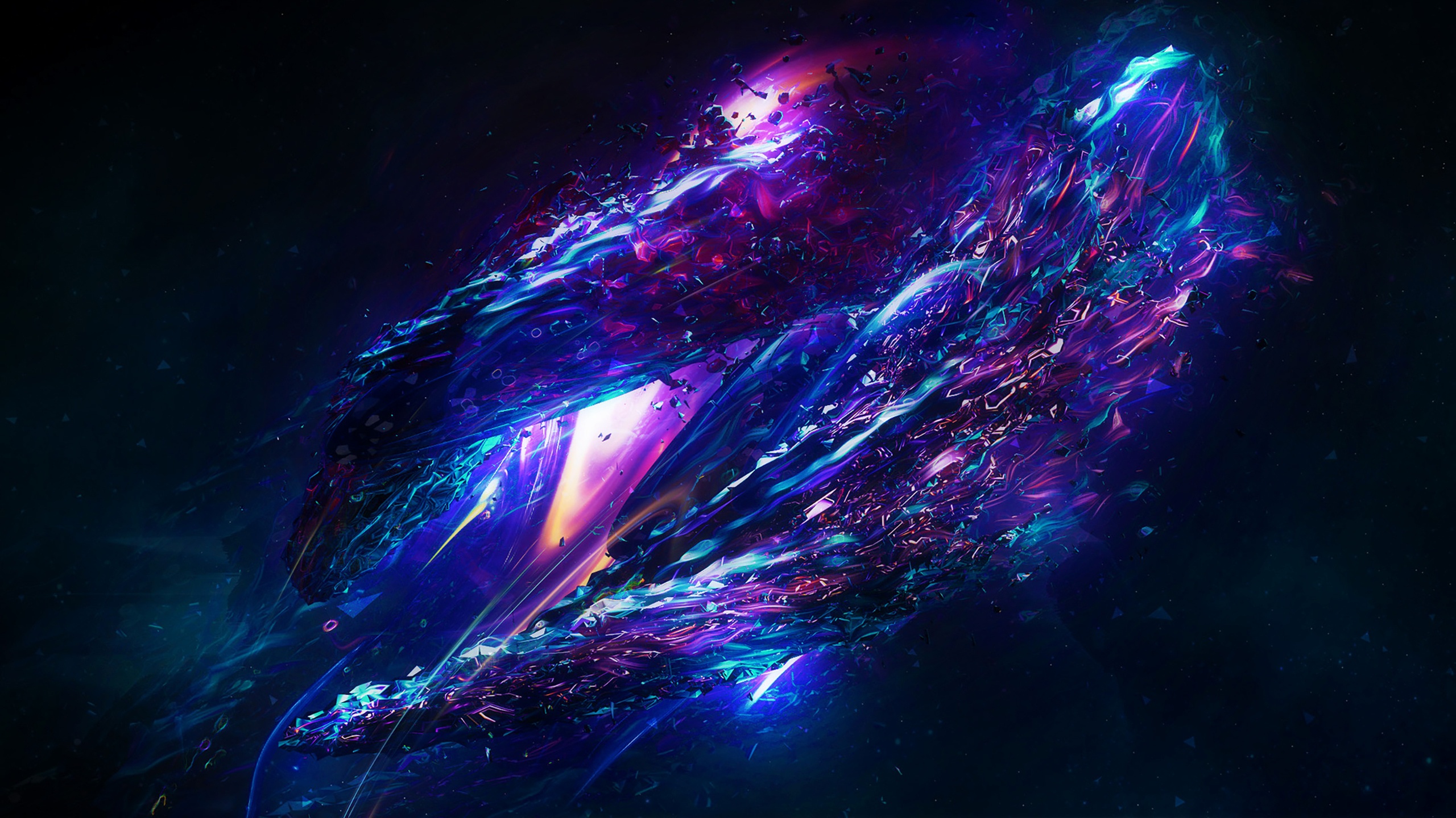 Abstract Blue Neon Light Design HD Wallpaper