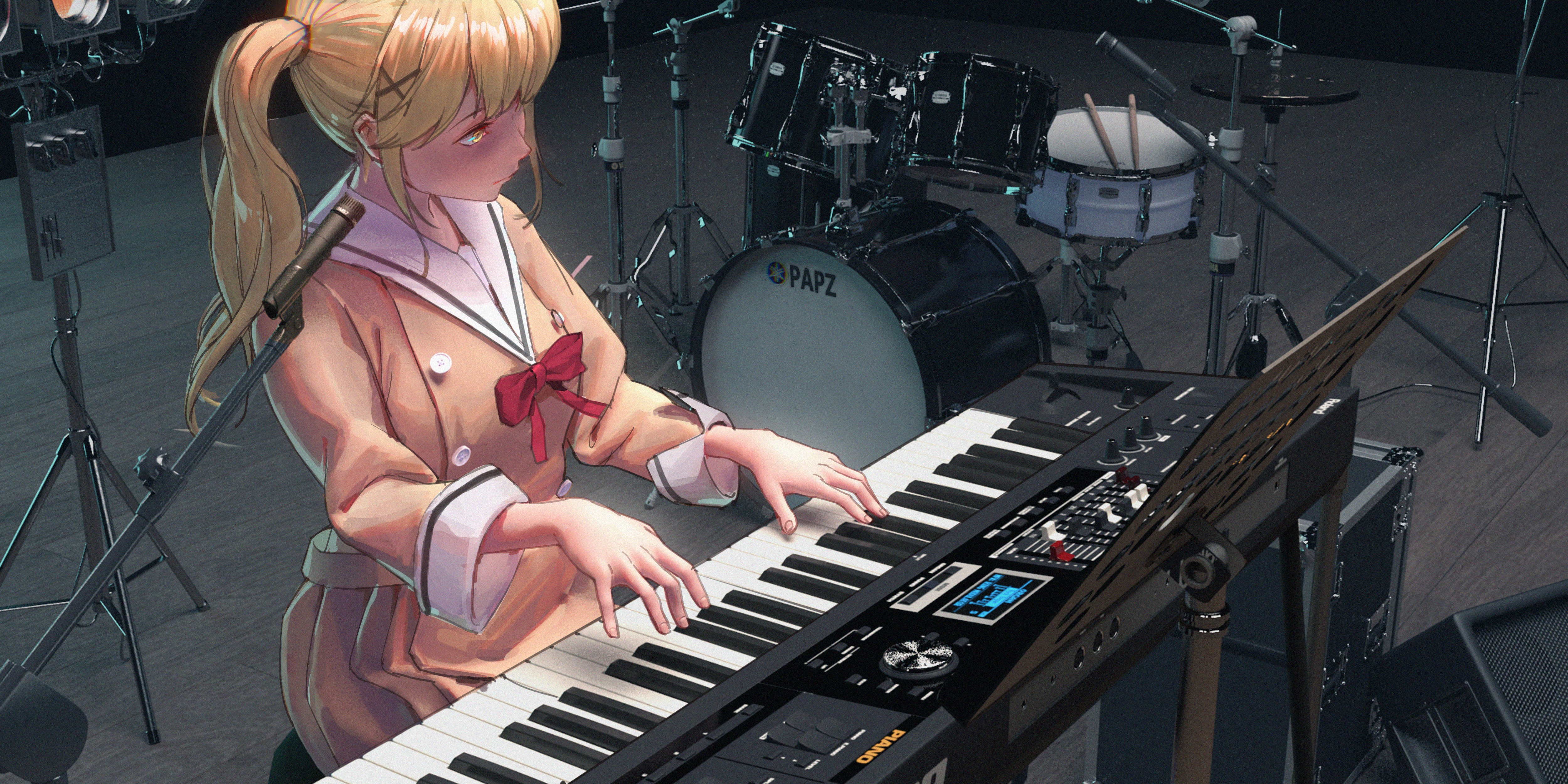 Arisa Ichigaya Playing Synthesizer in BanG Dream! HD Wallpaper