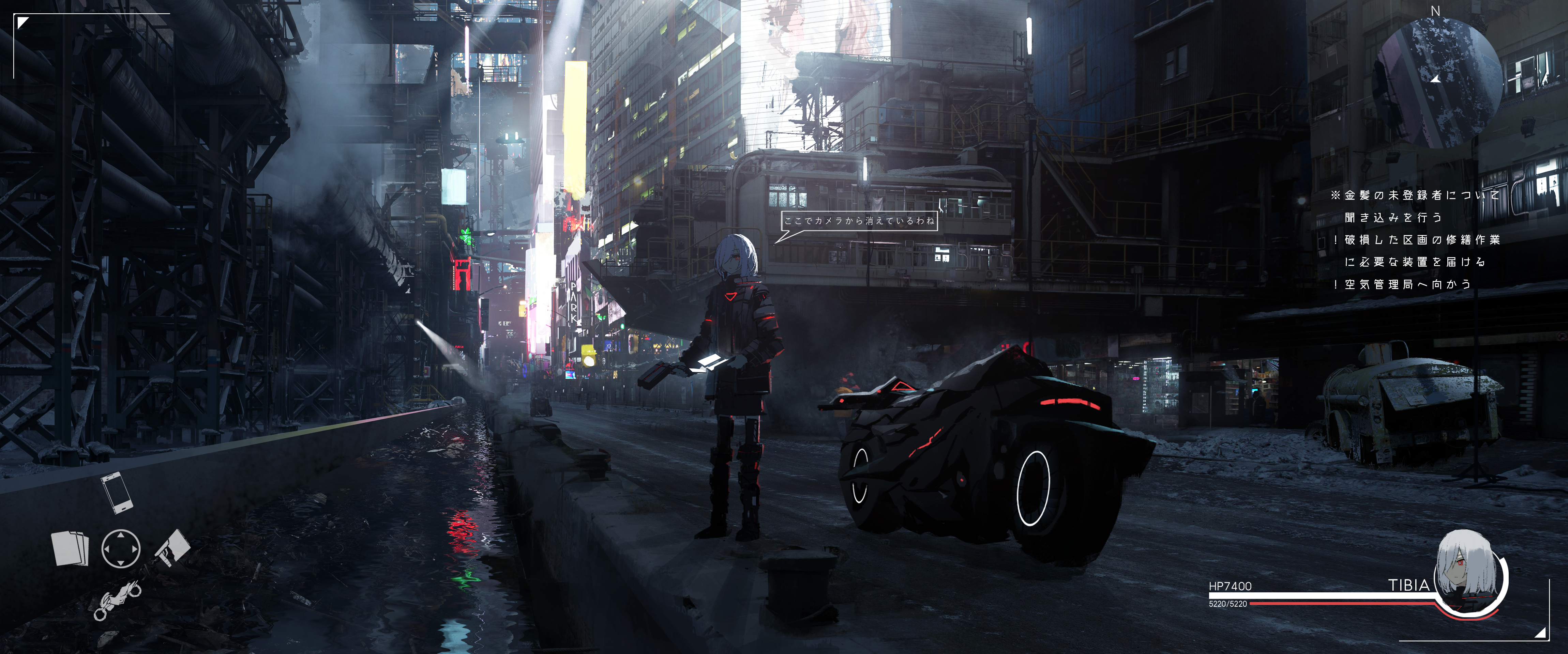 4K, anime, motorcycle, women with motorcycles, vehicle, cityscape, video game art, video game girls, futuristic city, red eyes, anime games, cyberpunk, street, futuristic, science fiction women, science fiction HD Wallpaper